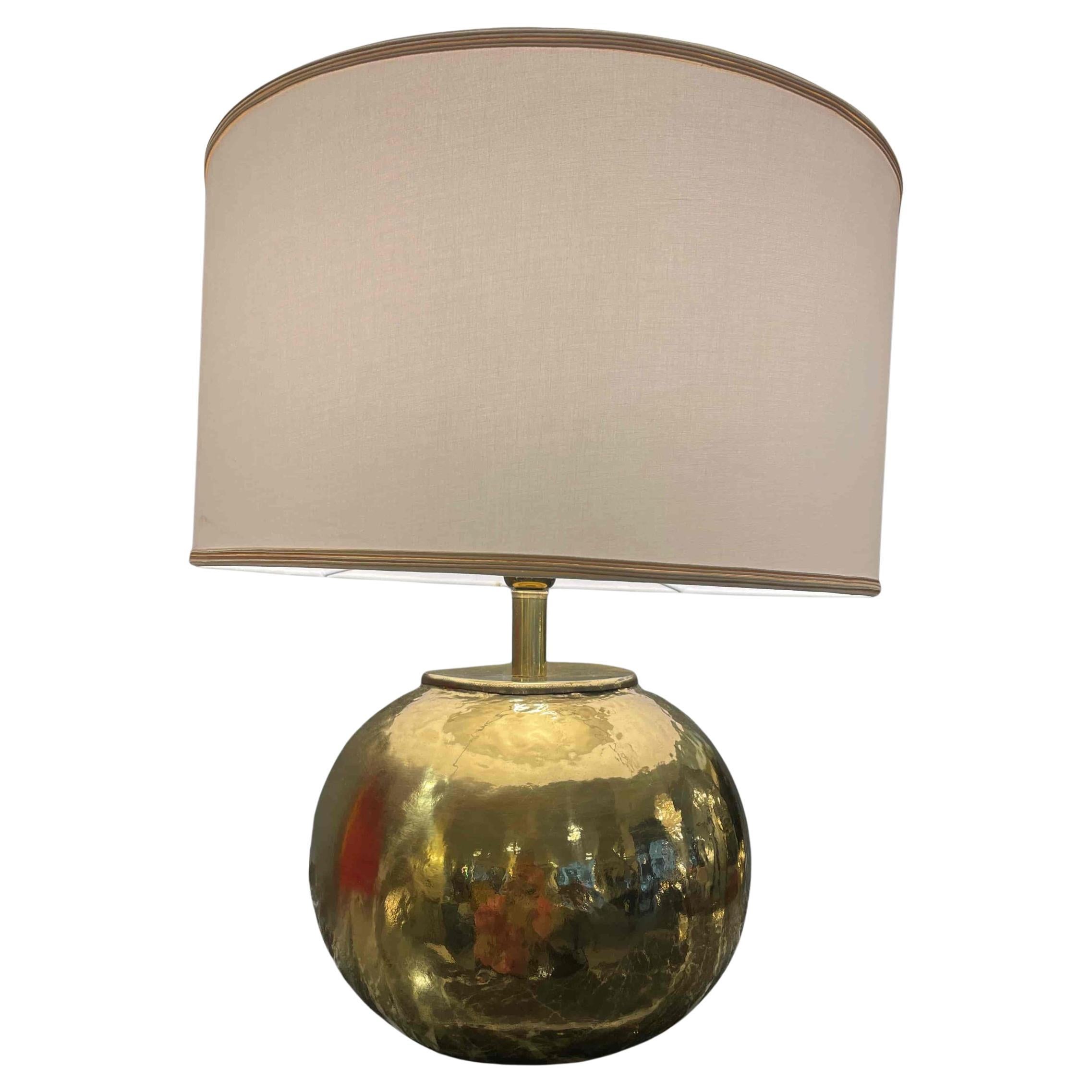 1970s Hammered Brass Table Lamp For Sale