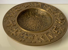 1970s Brass Zodiac Motif Hammered Bowl