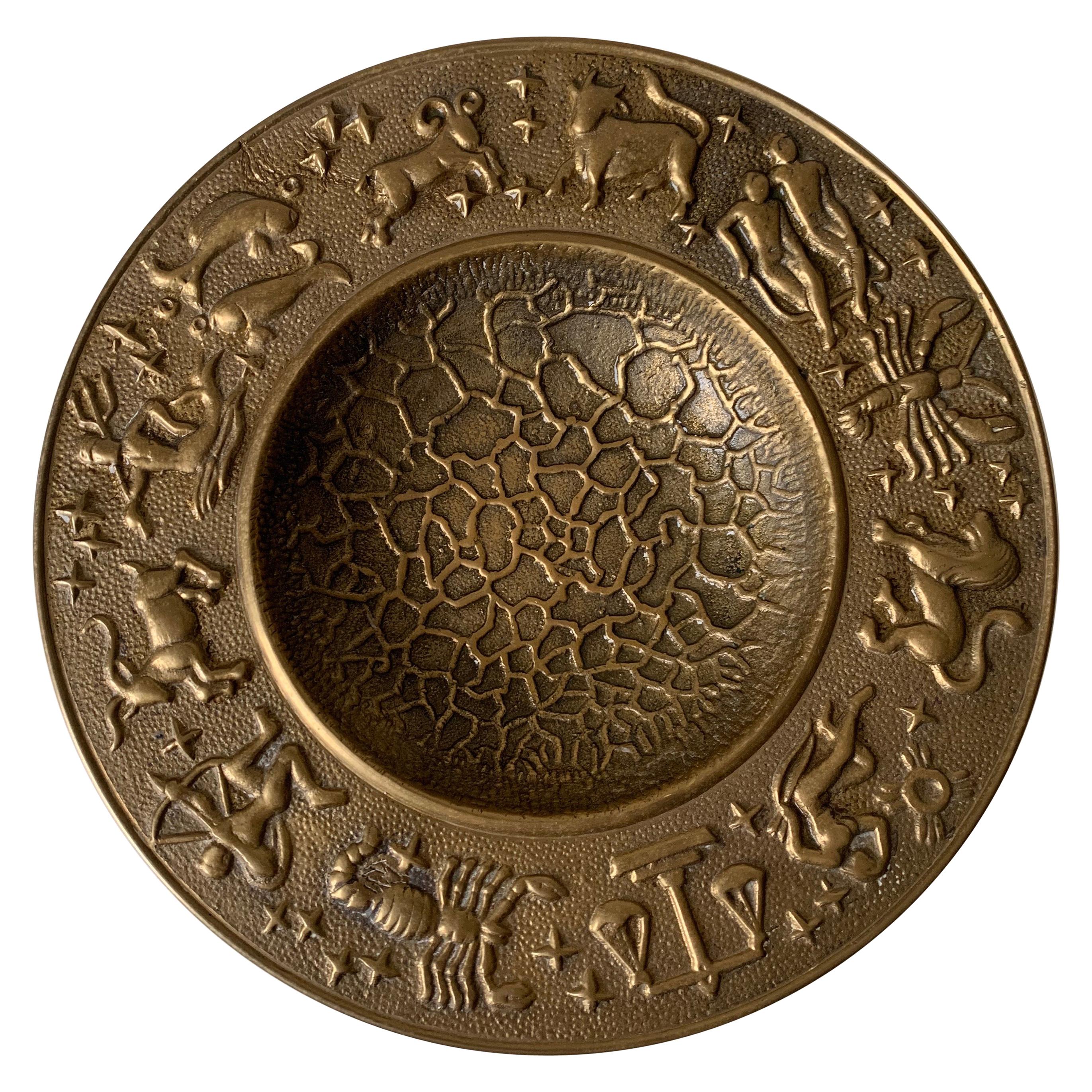 Bol Hammer en laiton à motif Zodiac des années 1970