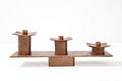 1970's Hammered Copper Modernist Candle Holder
