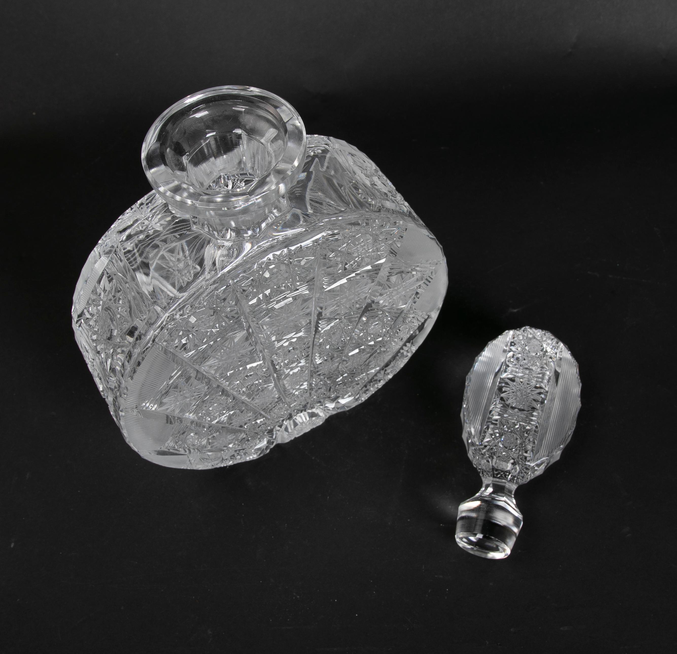 1970s Hand-Carved Bohemian Crystal Bottle For Sale 5