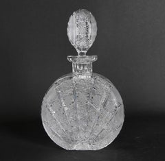 1970s Hand-Carved Bohemian Crystal Bottle