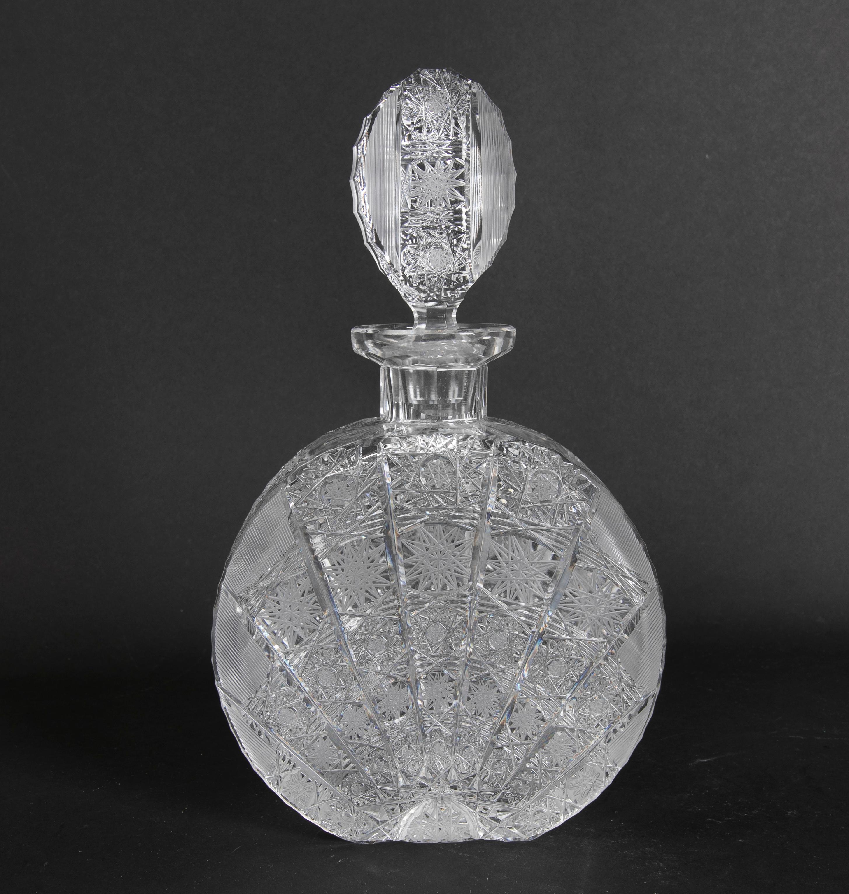 1970s Hand-Carved Bohemian Crystal Bottle For Sale 1