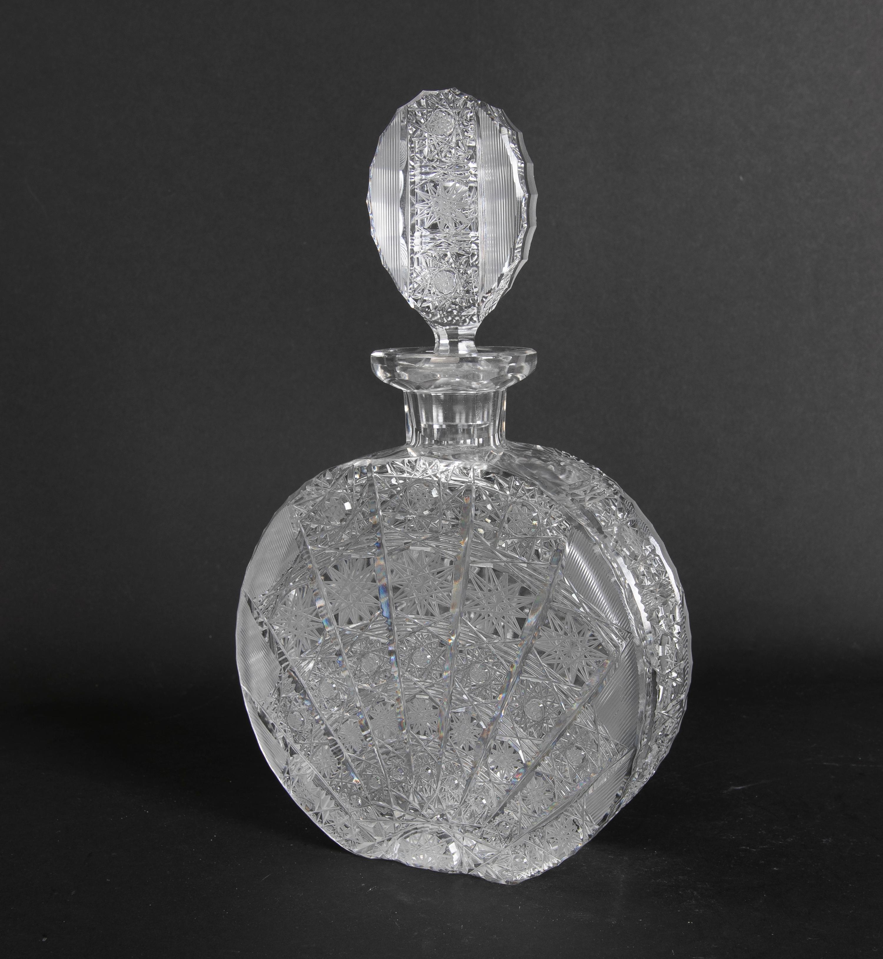 1970s Hand-Carved Bohemian Crystal Bottle For Sale 2