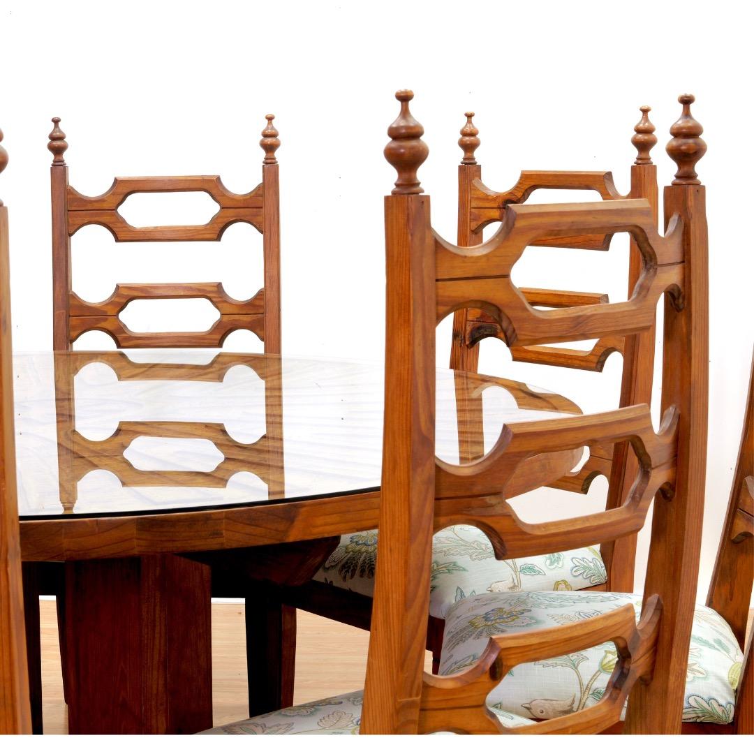 1970s Hand Carved Brutalist Dining Table & Chairs by Aquarius Enterprises en vente 8