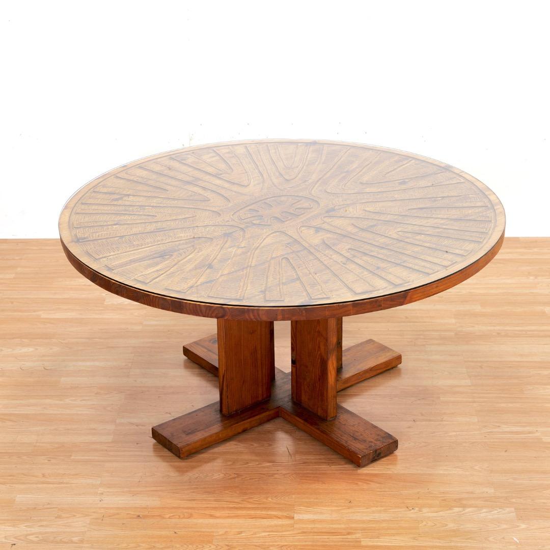 Brutalisme 1970s Hand Carved Brutalist Dining Table & Chairs by Aquarius Enterprises en vente