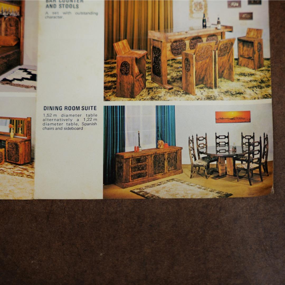 1970s Hand Carved Brutalist Dining Table & Chairs by Aquarius Enterprises en vente 1