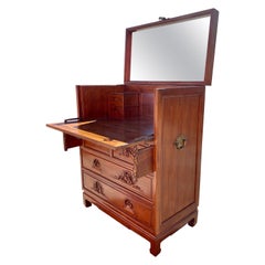 1970er Jahre Hand geschnitzt Chinoserie Trunk Sekretäre Schreibtisch