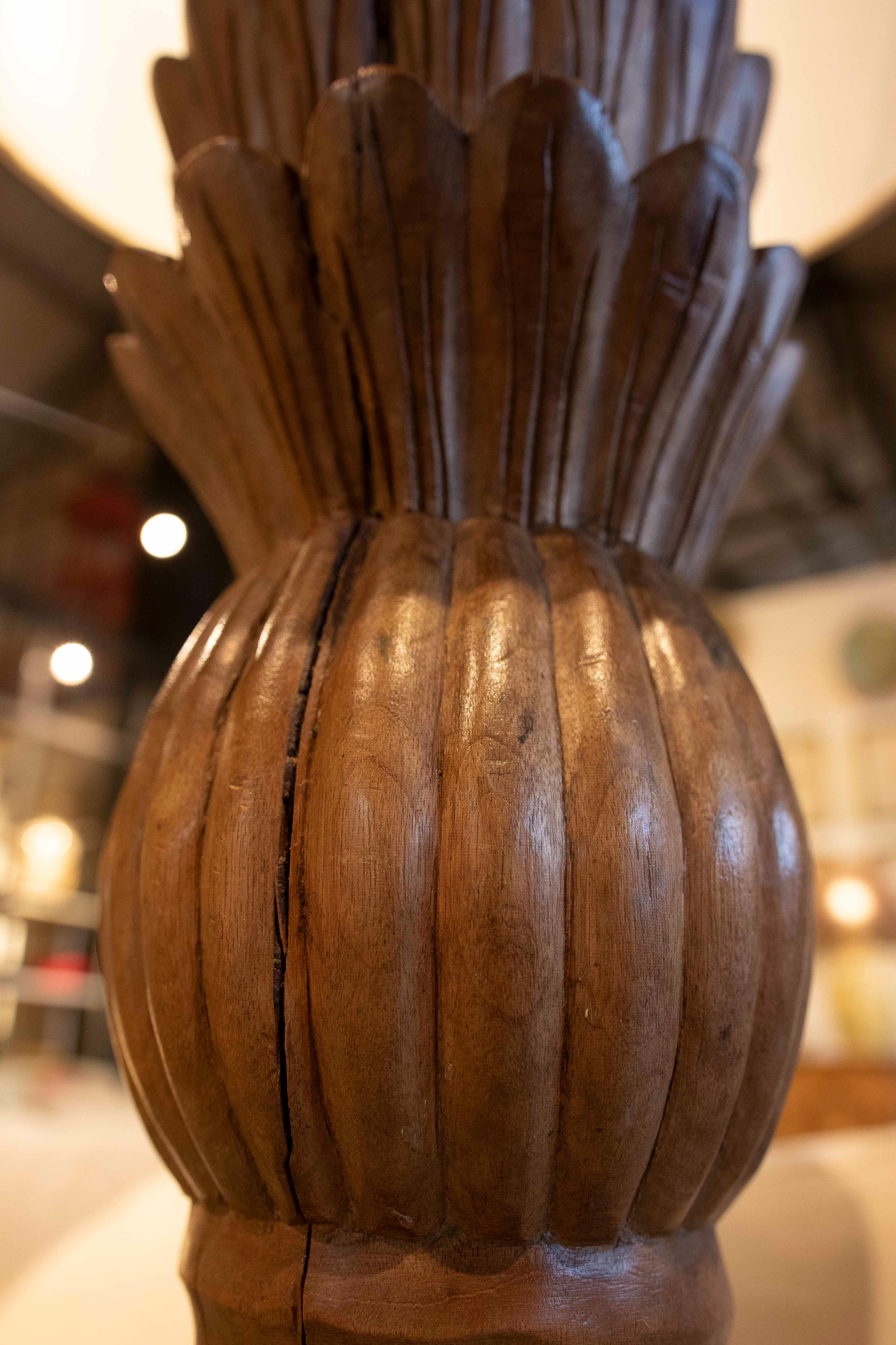 1970s Hand-Carved Wooden Lamp in the Shape of a Flower 1