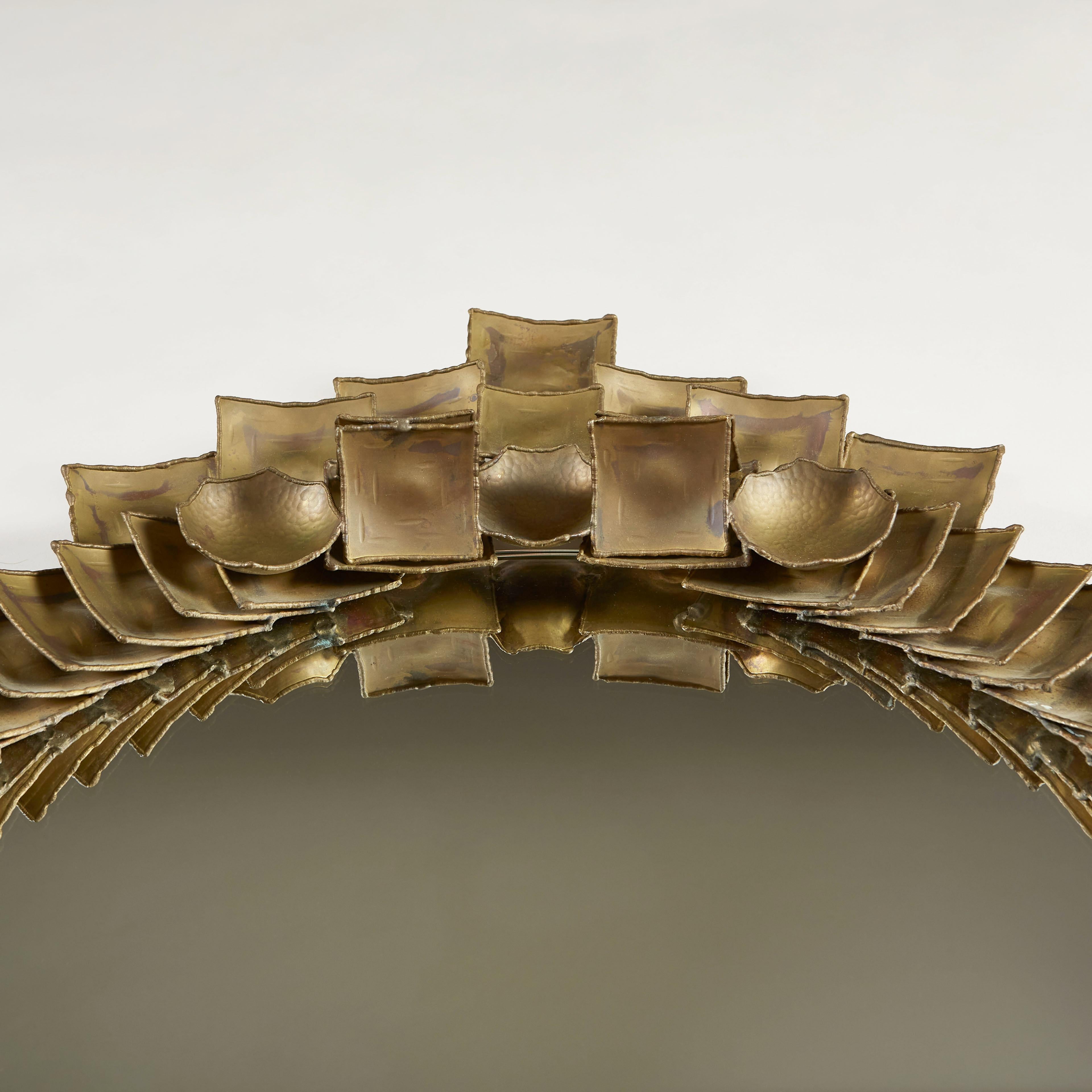 Burnished 1970s Hand-Crafted Sculptural Mirror Designed & Made by Claes Giertta Sweden
