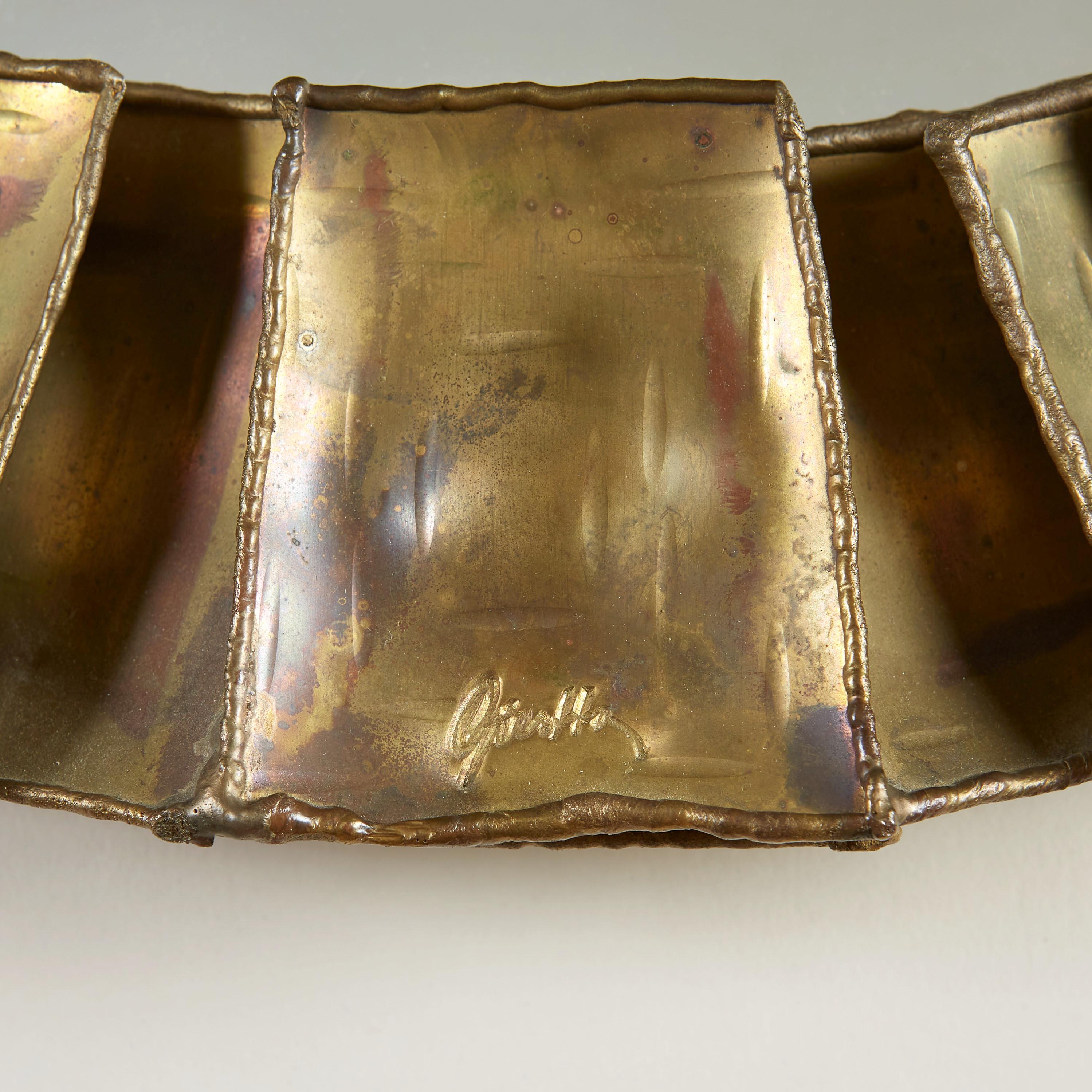 Brass 1970s Hand-Crafted Sculptural Mirror Designed & Made by Claes Giertta Sweden