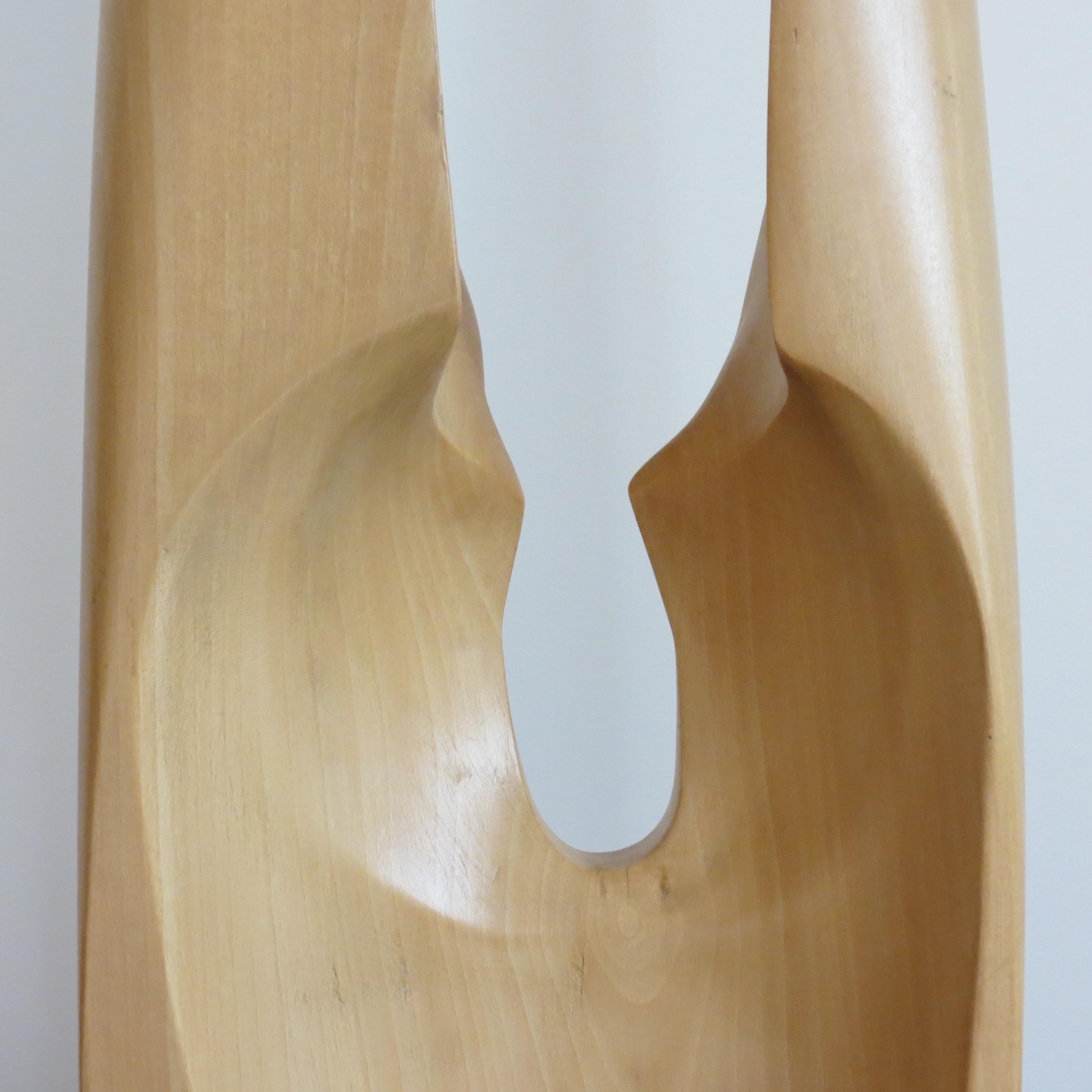 Mid-Century Modern 1970s Hand Crafted Wooden Sculpture Barbara Hepworth Style