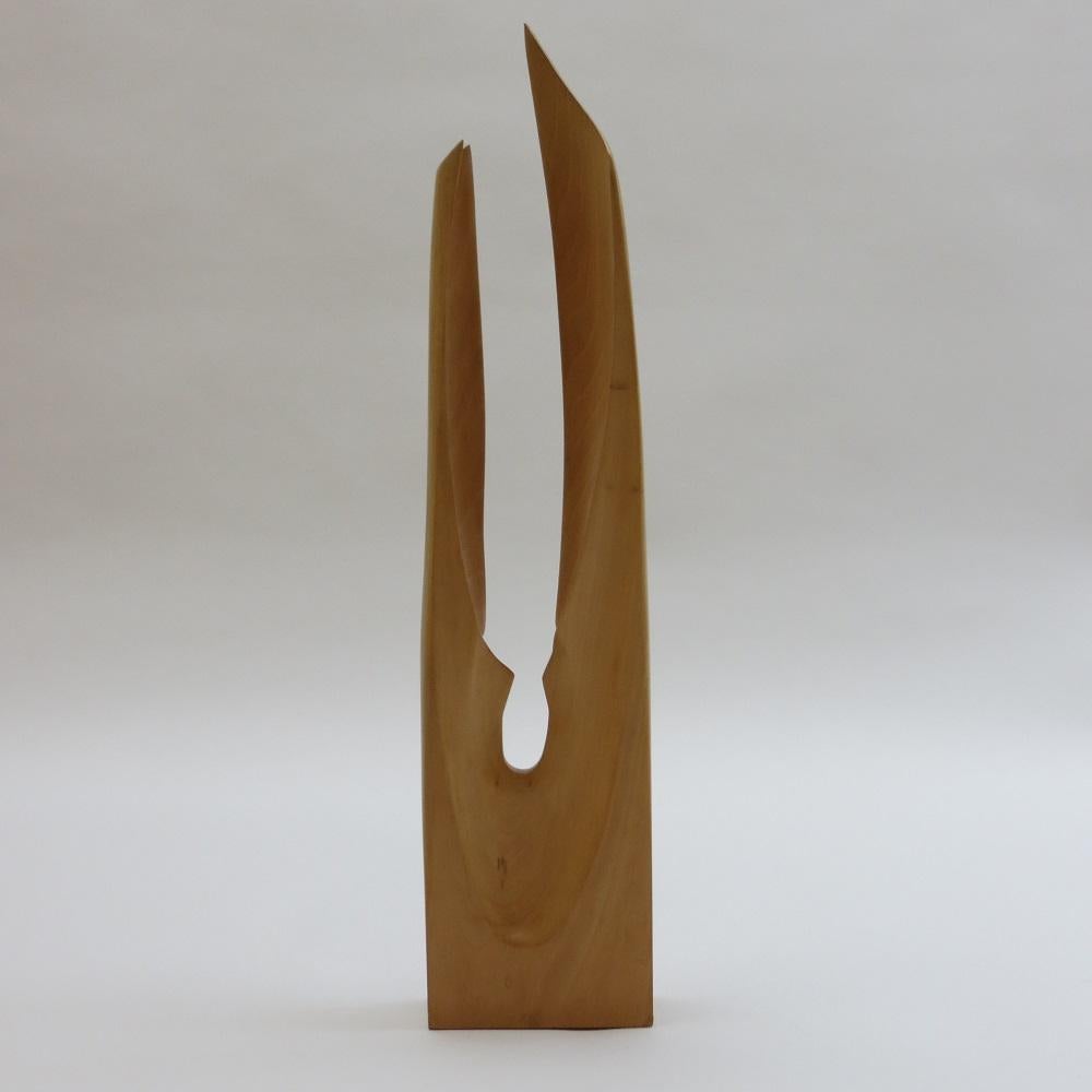 English 1970s Hand Crafted Wooden Sculpture Barbara Hepworth Style