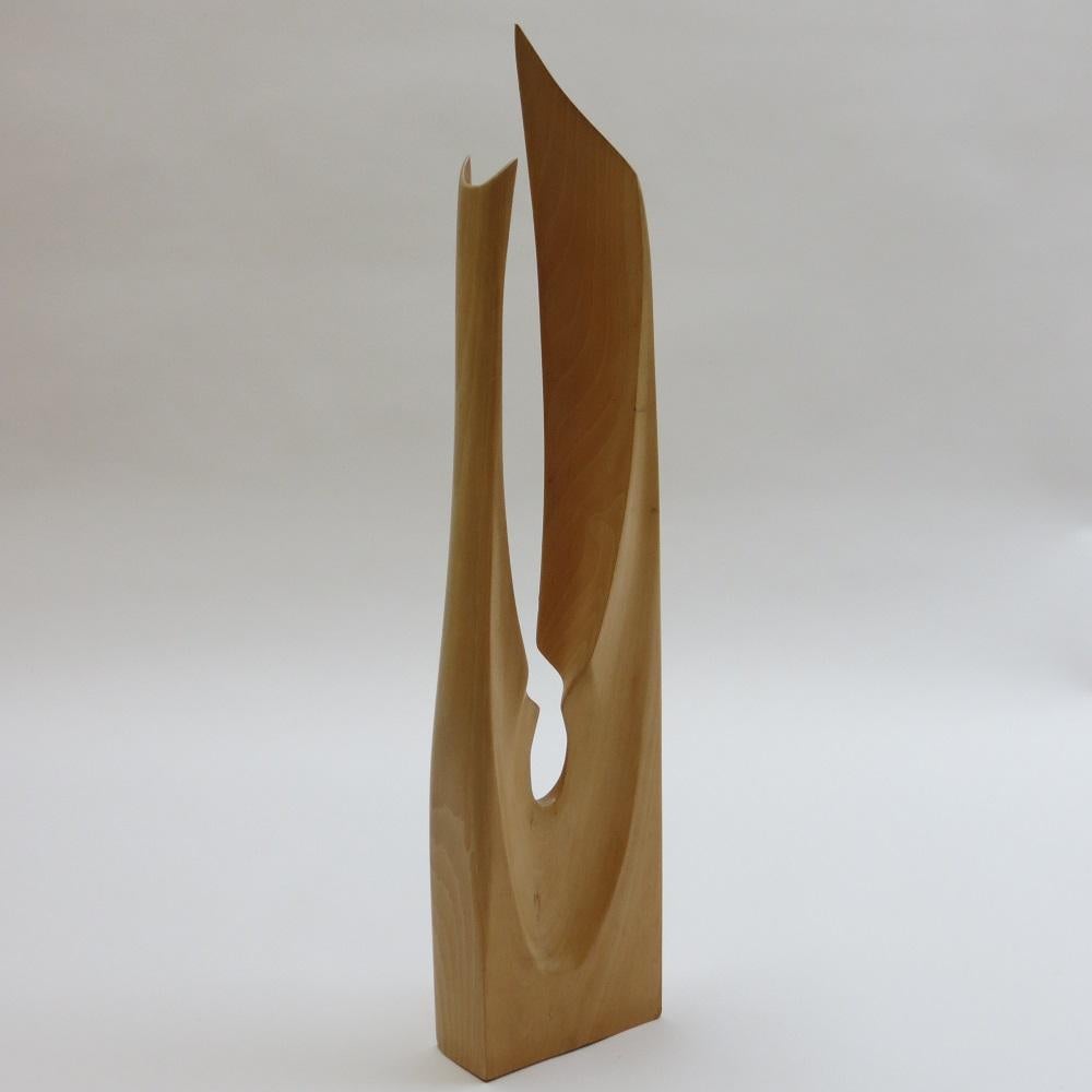 Hand-Carved 1970s Hand Crafted Wooden Sculpture Barbara Hepworth Style