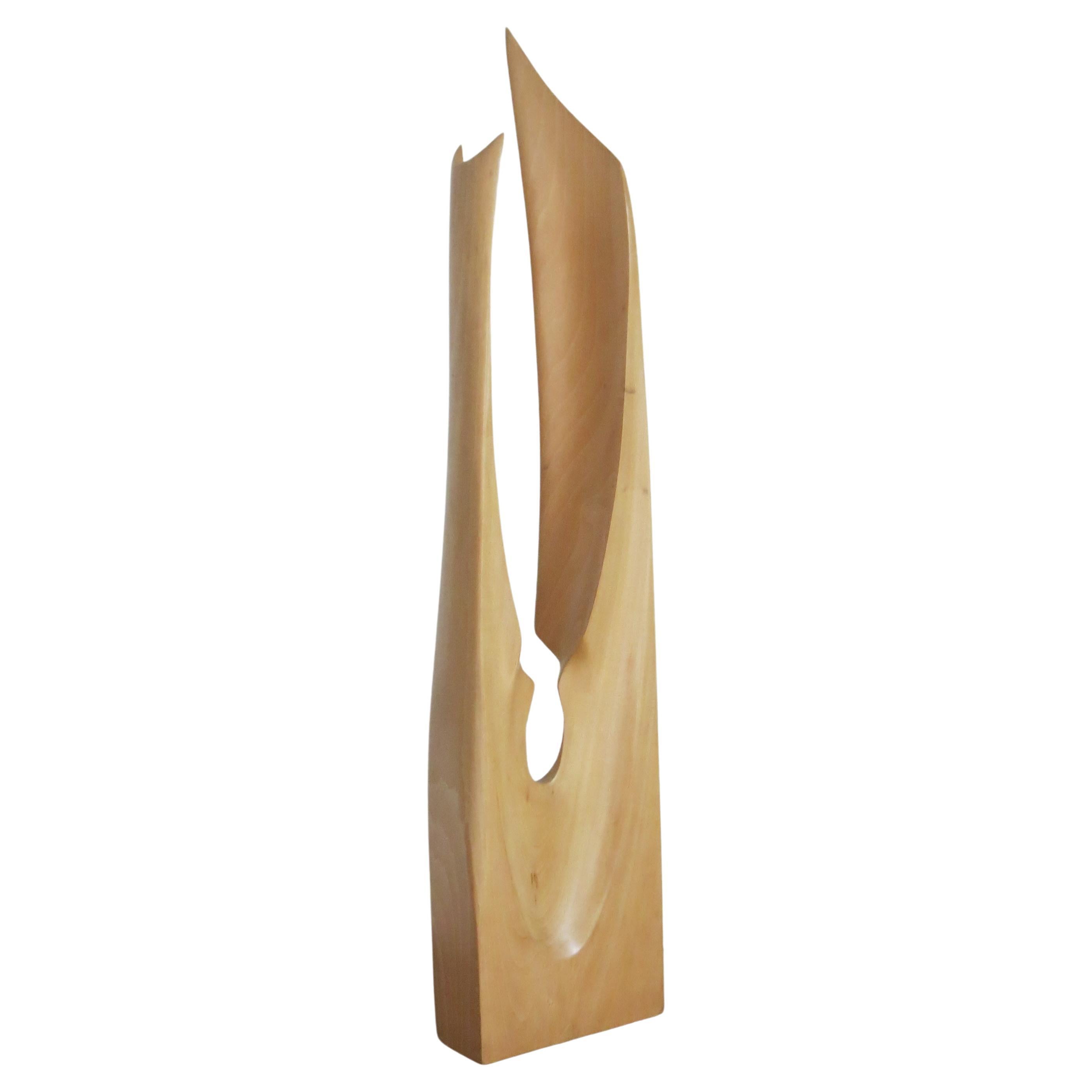 1970s Hand Crafted Wooden Sculpture Barbara Hepworth Style