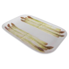 1970s Hand Decorated Italian Ceramic Tray with Asparagus Motif