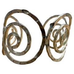 1970s Hand Hammered Sterling Silver Spiral Cuff Bracelet Taxco