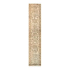 1970s Hand-Knotted Wool Persian Heriz Runner Rug, Geometric Design Rug, 3' x 18'