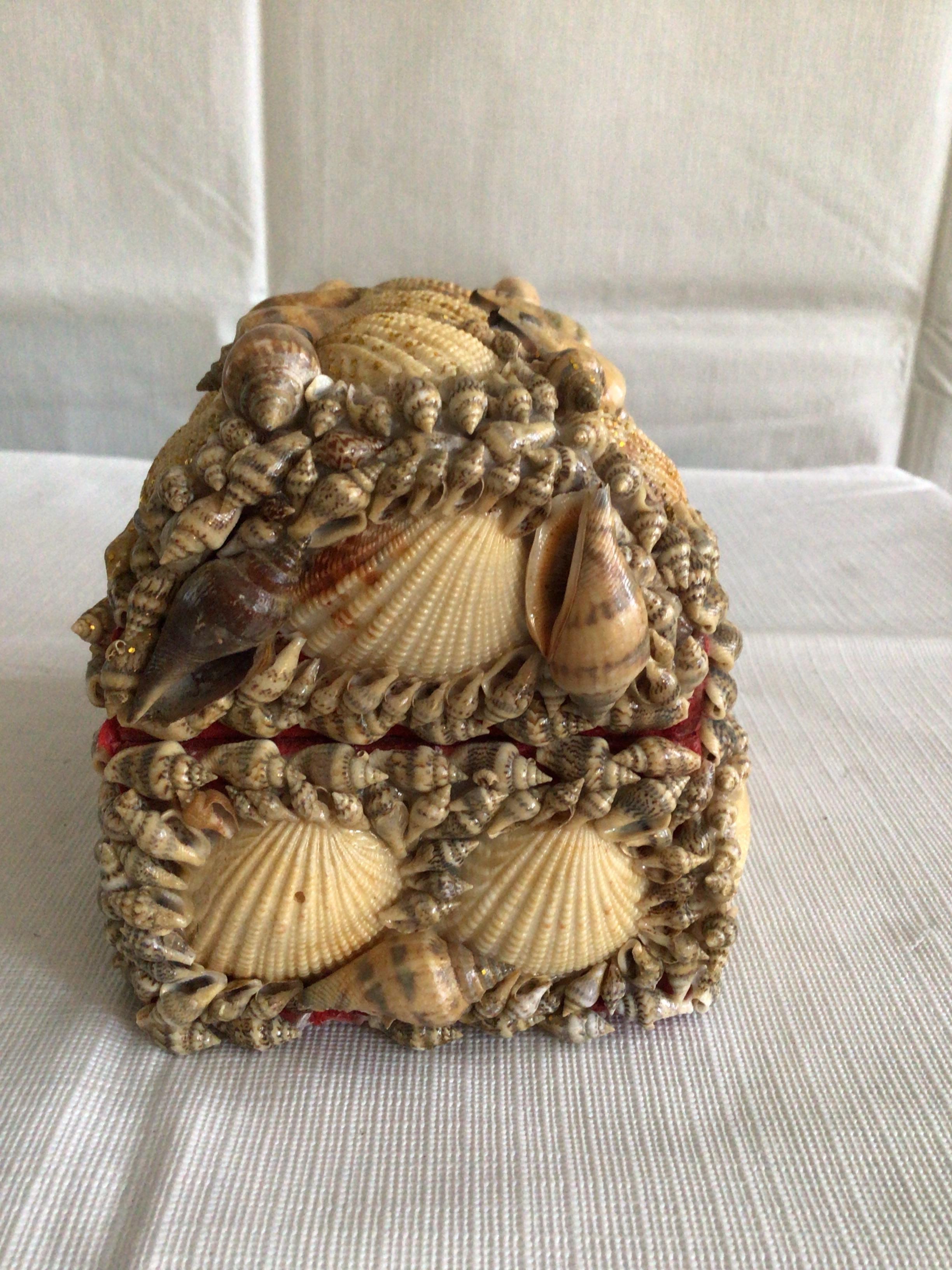 1970s Handmade Domed Top Shell Box For Sale 4
