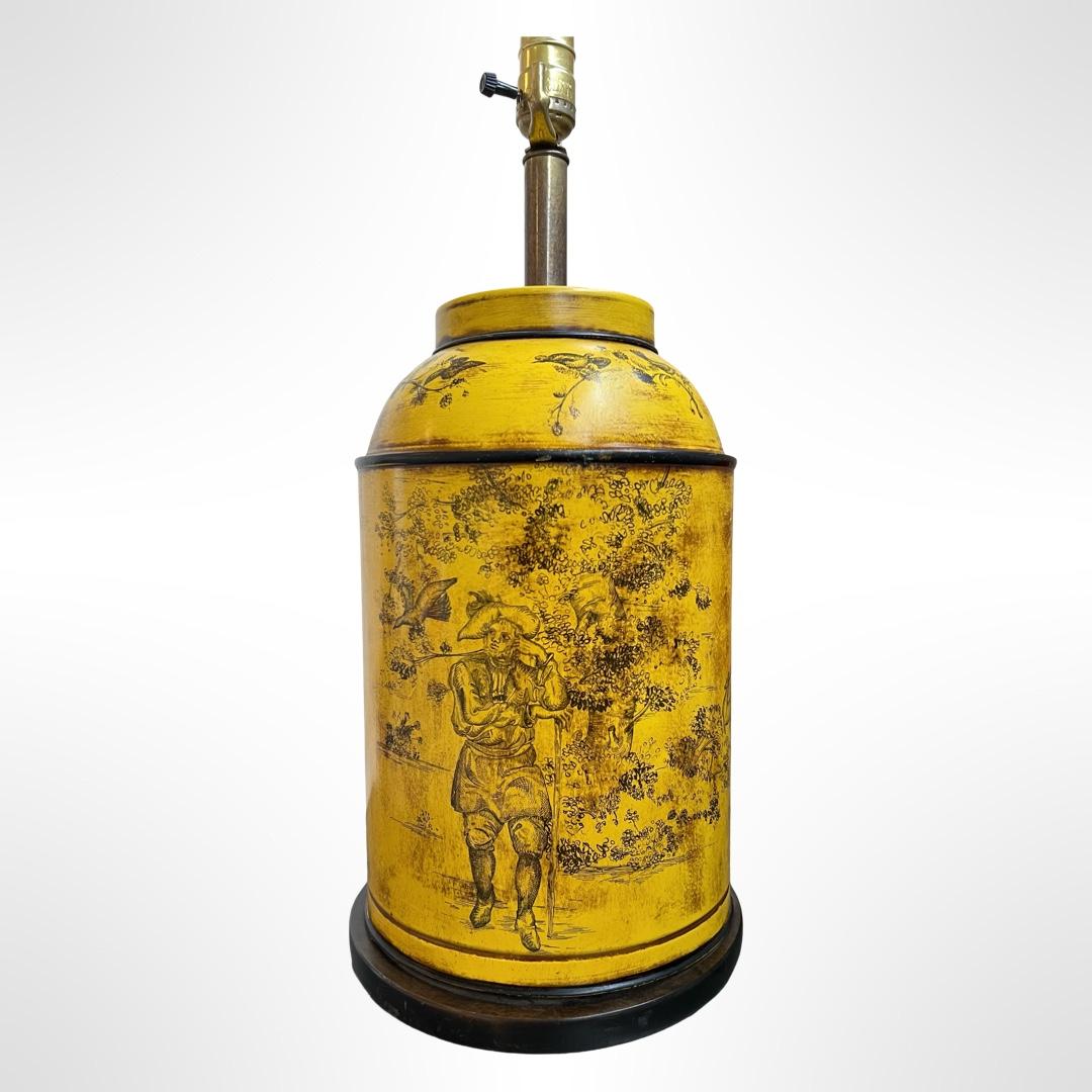 1970s Hand Painted Frederick Cooper French Tea Canister Tole Lamp For Sale 1