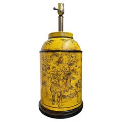 Retro 1970s Hand Painted Frederick Cooper French Tea Canister Tole Lamp