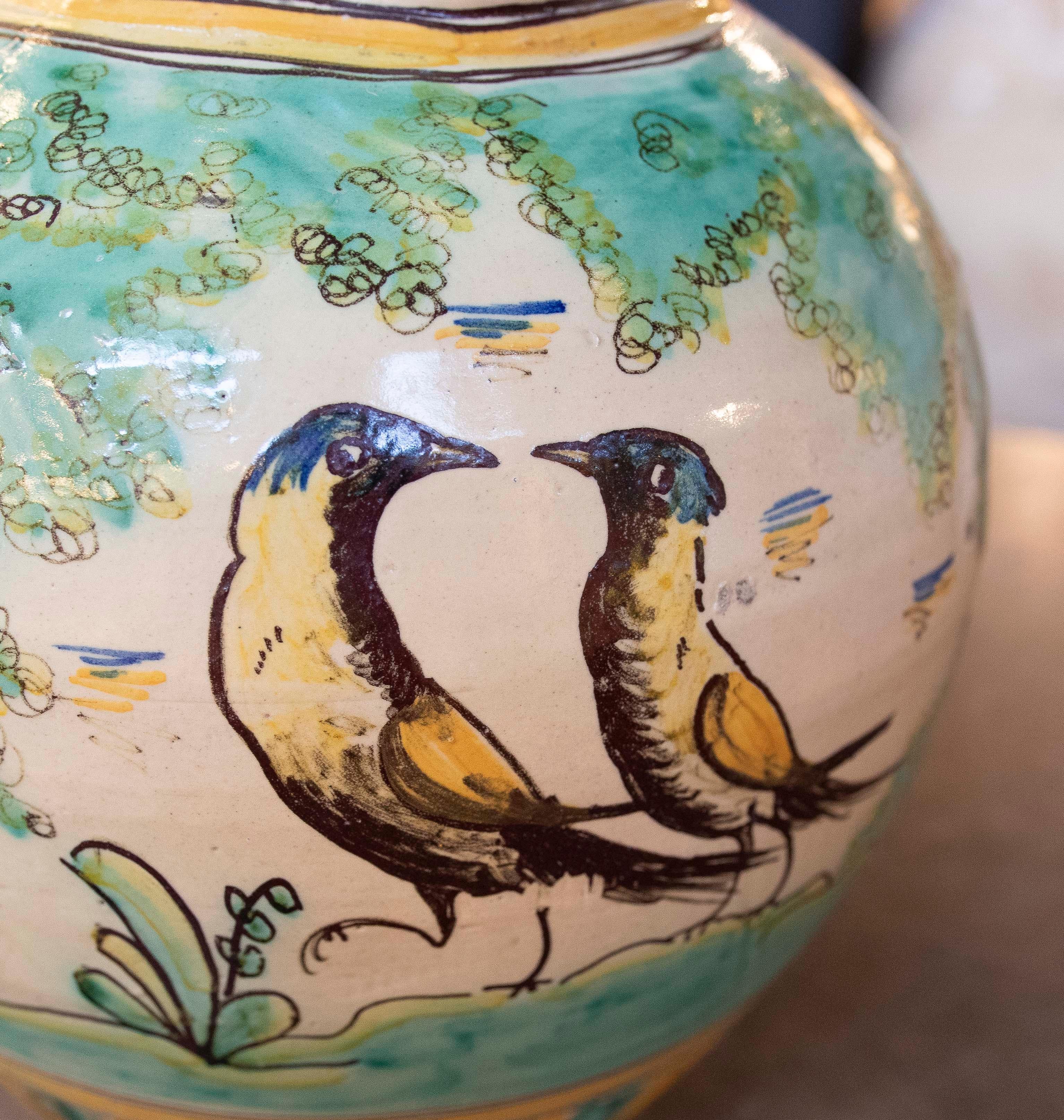 1970s Hand-painted Glazed Spanish Ceramic Jug from Puente del Arzobispo. For Sale 9