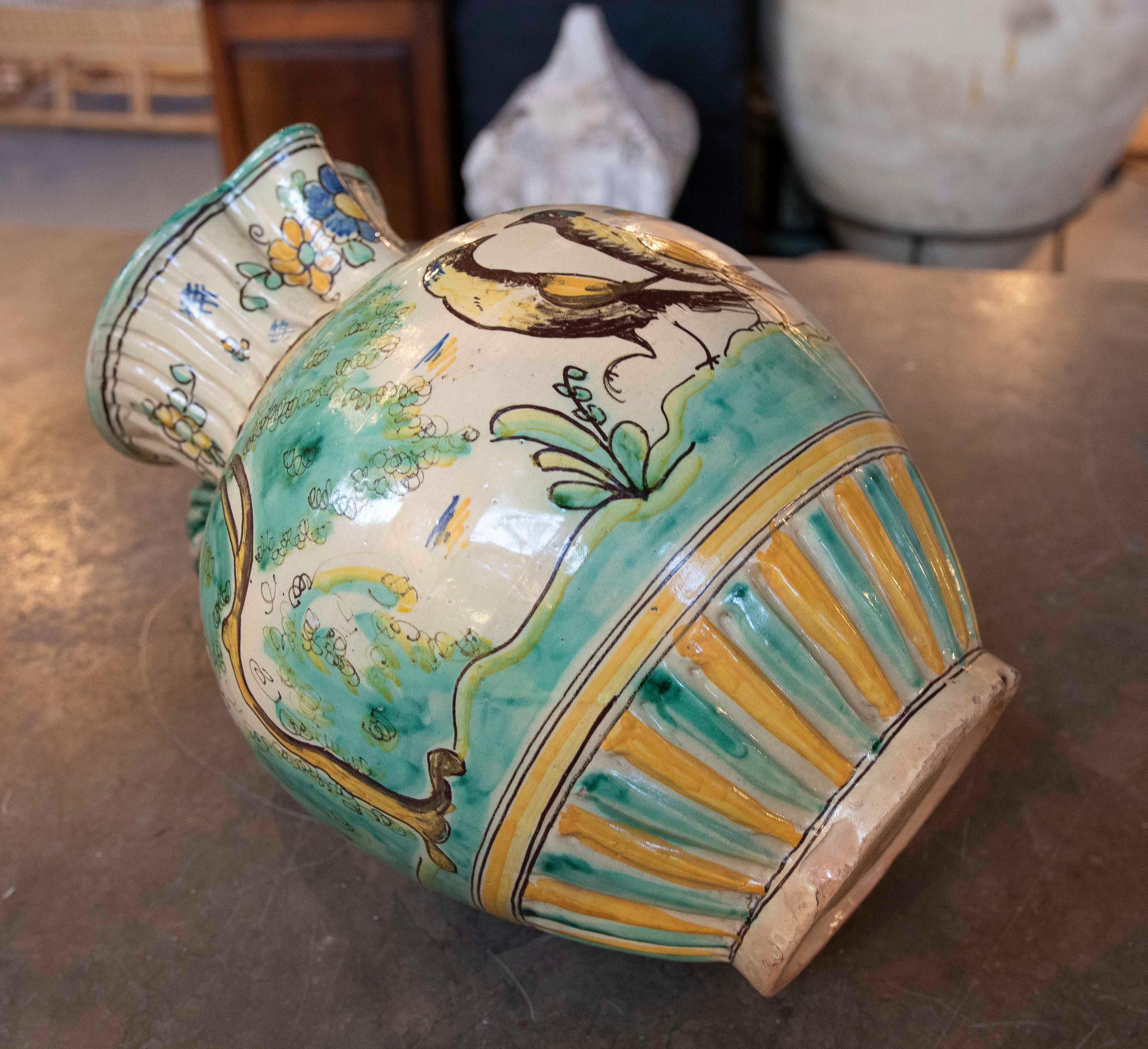 1970s Hand-painted Glazed Spanish Ceramic Jug from Puente del Arzobispo. For Sale 12