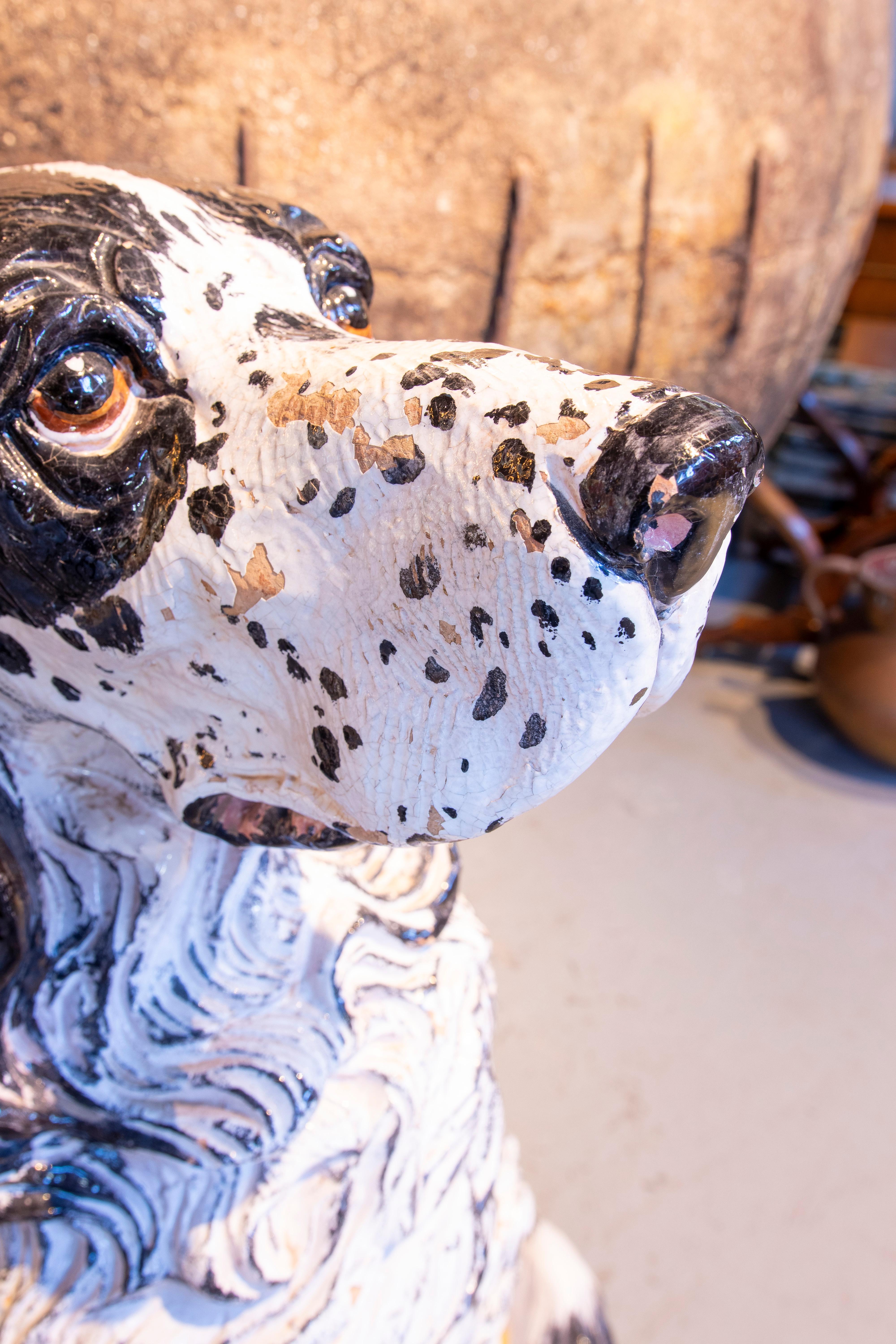 1970er Jahre Handbemalte glasierte Terrakotta Springer Spaniel Hundeskulptur. Italien im Angebot 8