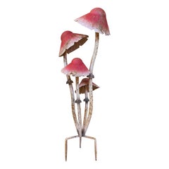 1970s Hand-painted Iron Mushroom Sculpture