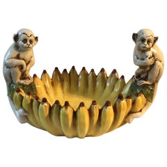 bol pour singe en céramique italienne des années 1970:: peint à la main:: fabriqué pour Gumps