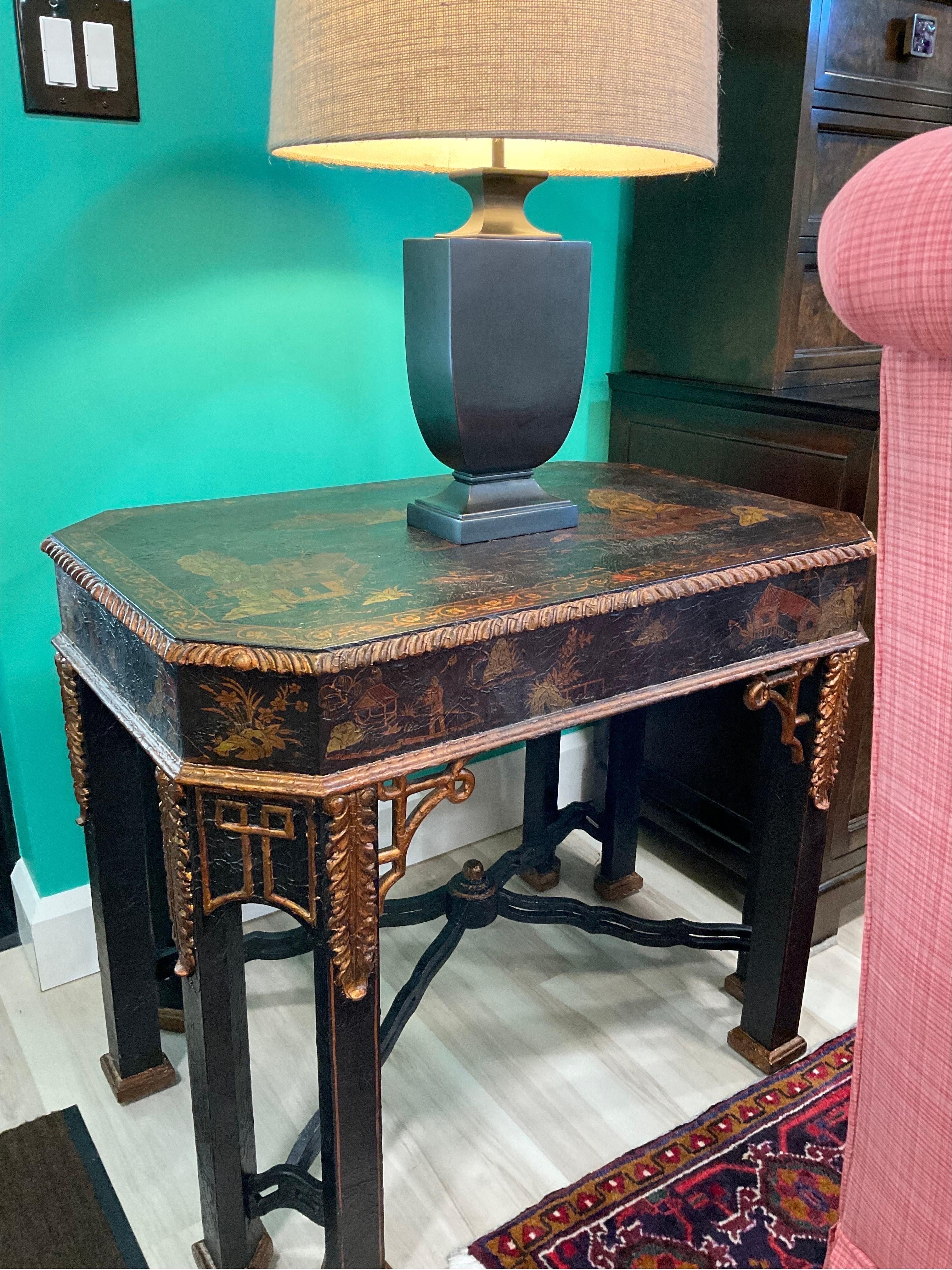 1970s Hand Painted Maitland Smith Chinoiserie Table 3