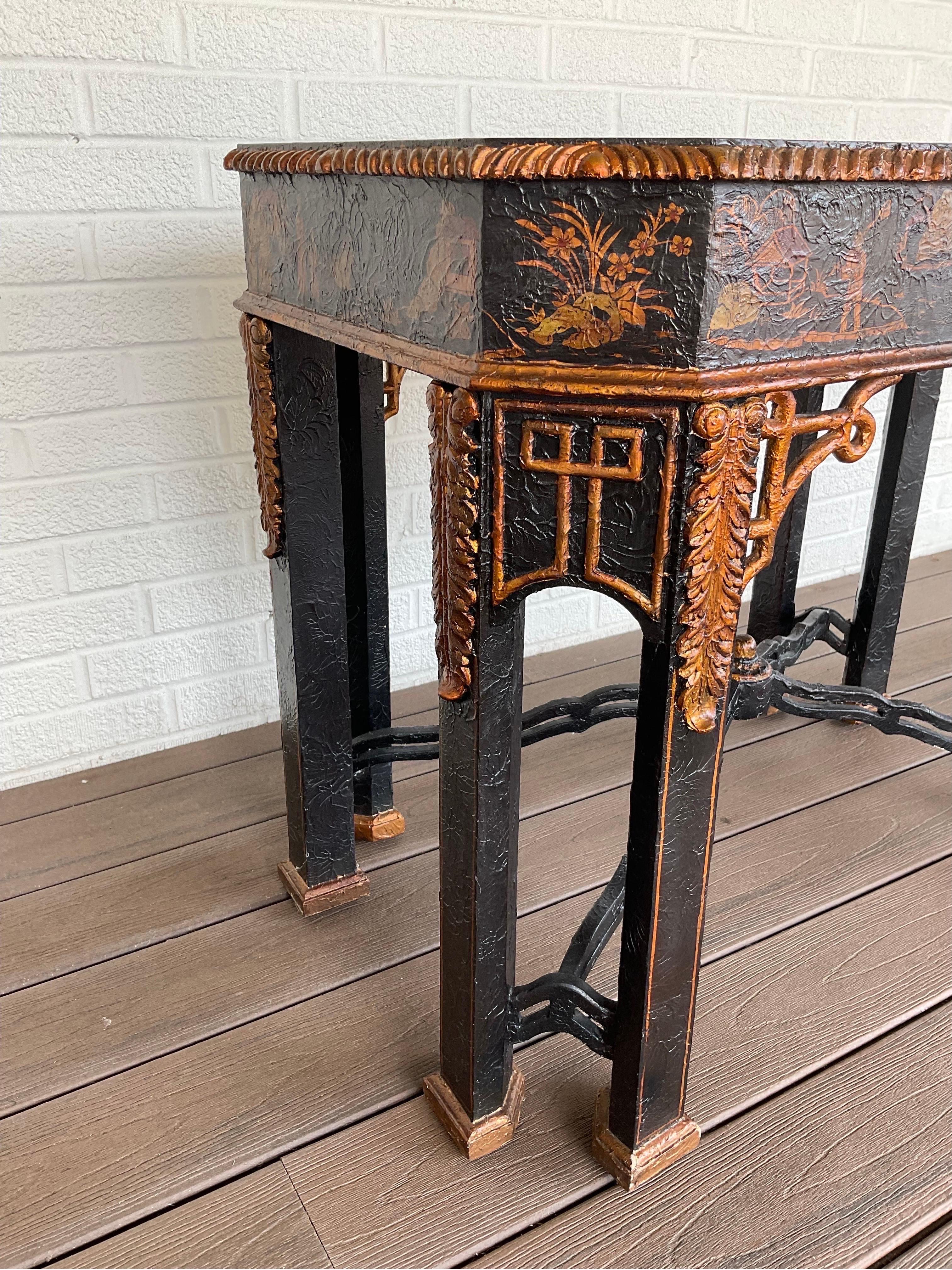 Philippine 1970s Hand Painted Maitland Smith Chinoiserie Table