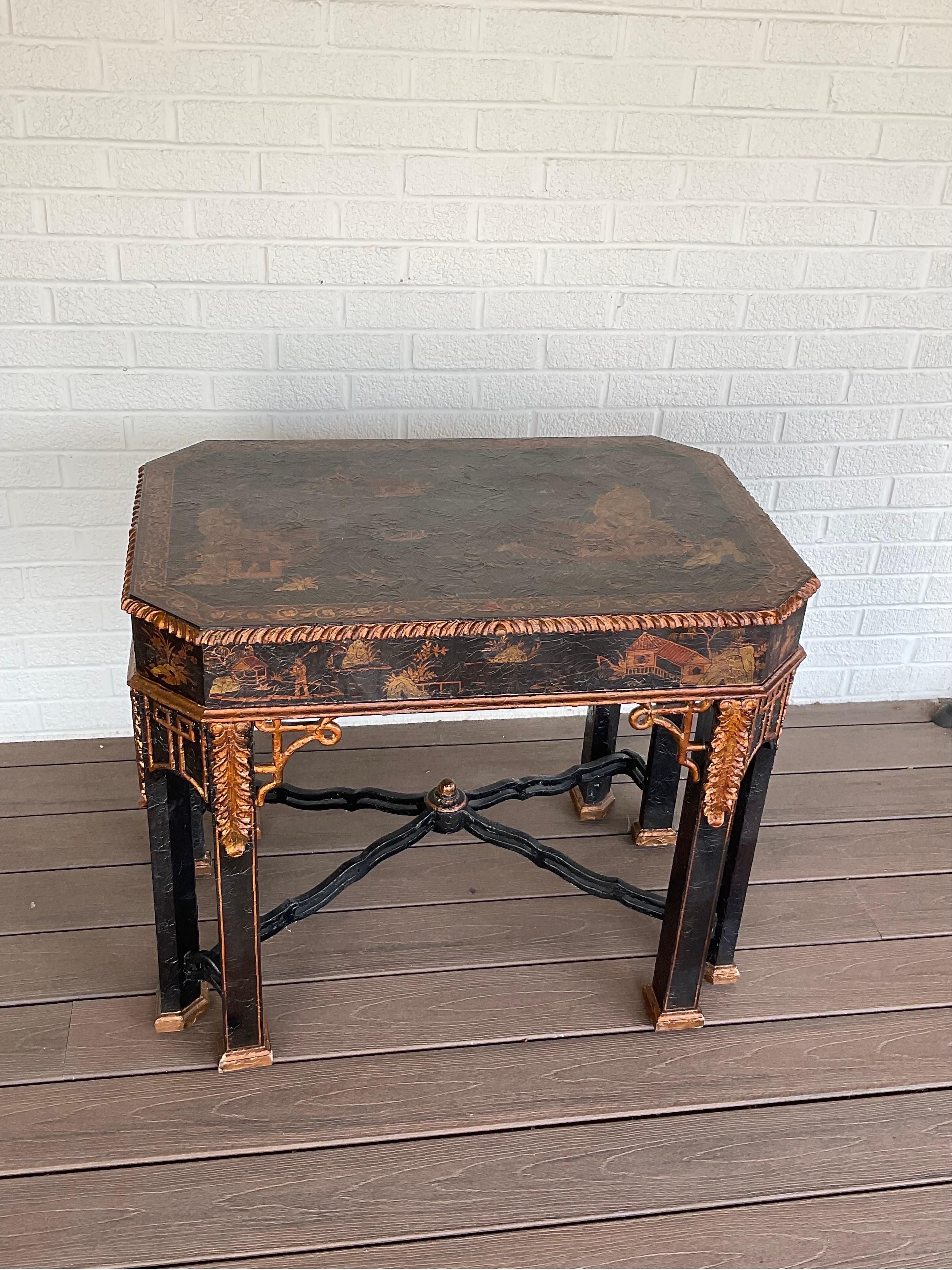 Late 20th Century 1970s Hand Painted Maitland Smith Chinoiserie Table