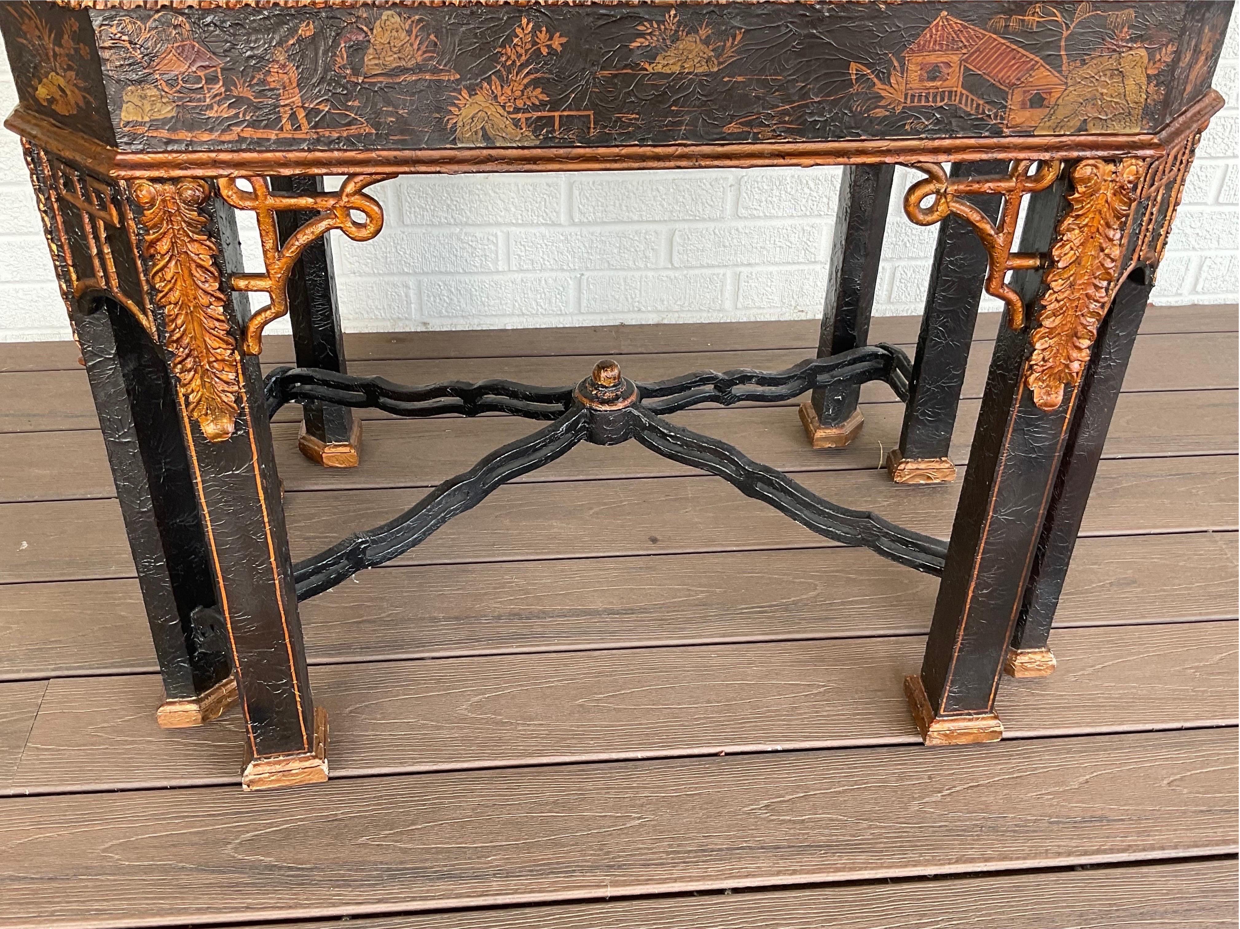 1970s Hand Painted Maitland Smith Chinoiserie Table 1