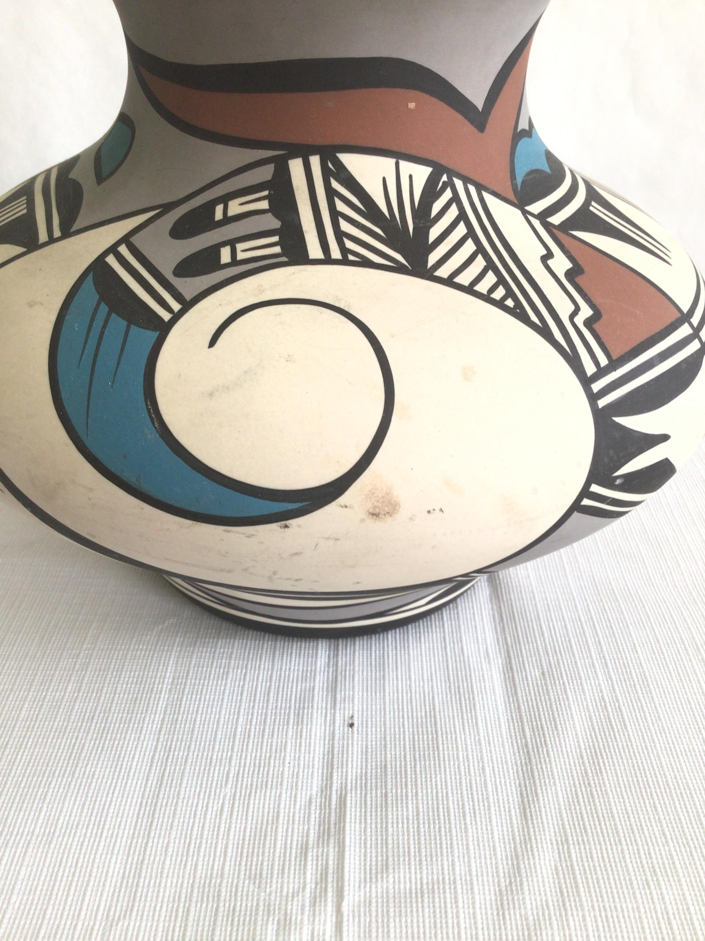 1970s Hand-Painted Native American Vase For Sale 2