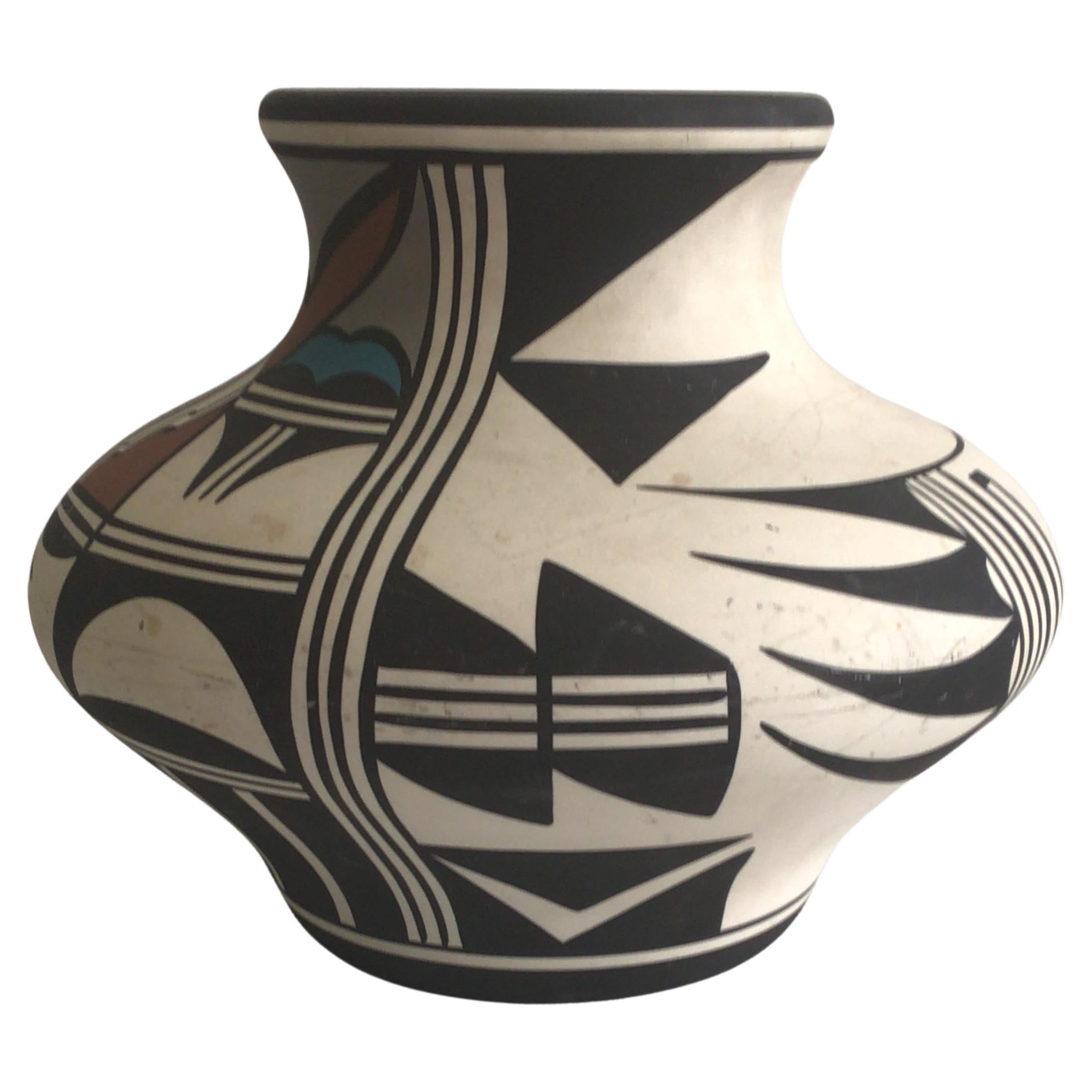 1970s Hand-Painted Native American Vase