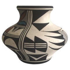 Retro 1970s Hand-Painted Native American Vase