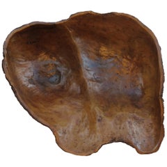 1970s Hand Produced Natural Wooden Bowl Made from Olive Wood