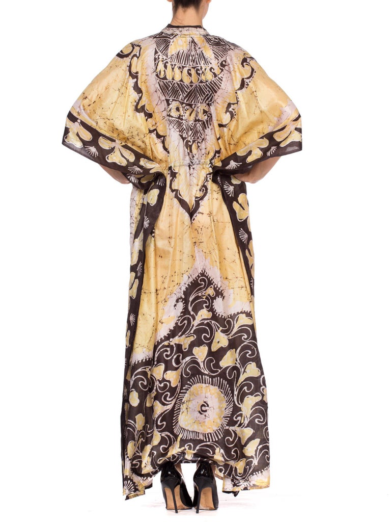 1970's Hand Wax Batik Silk Kaftan For Sale at 1stdibs