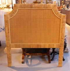 1970s Hand-Woven Natural Rattan Headboard – Vintage Tropical Style