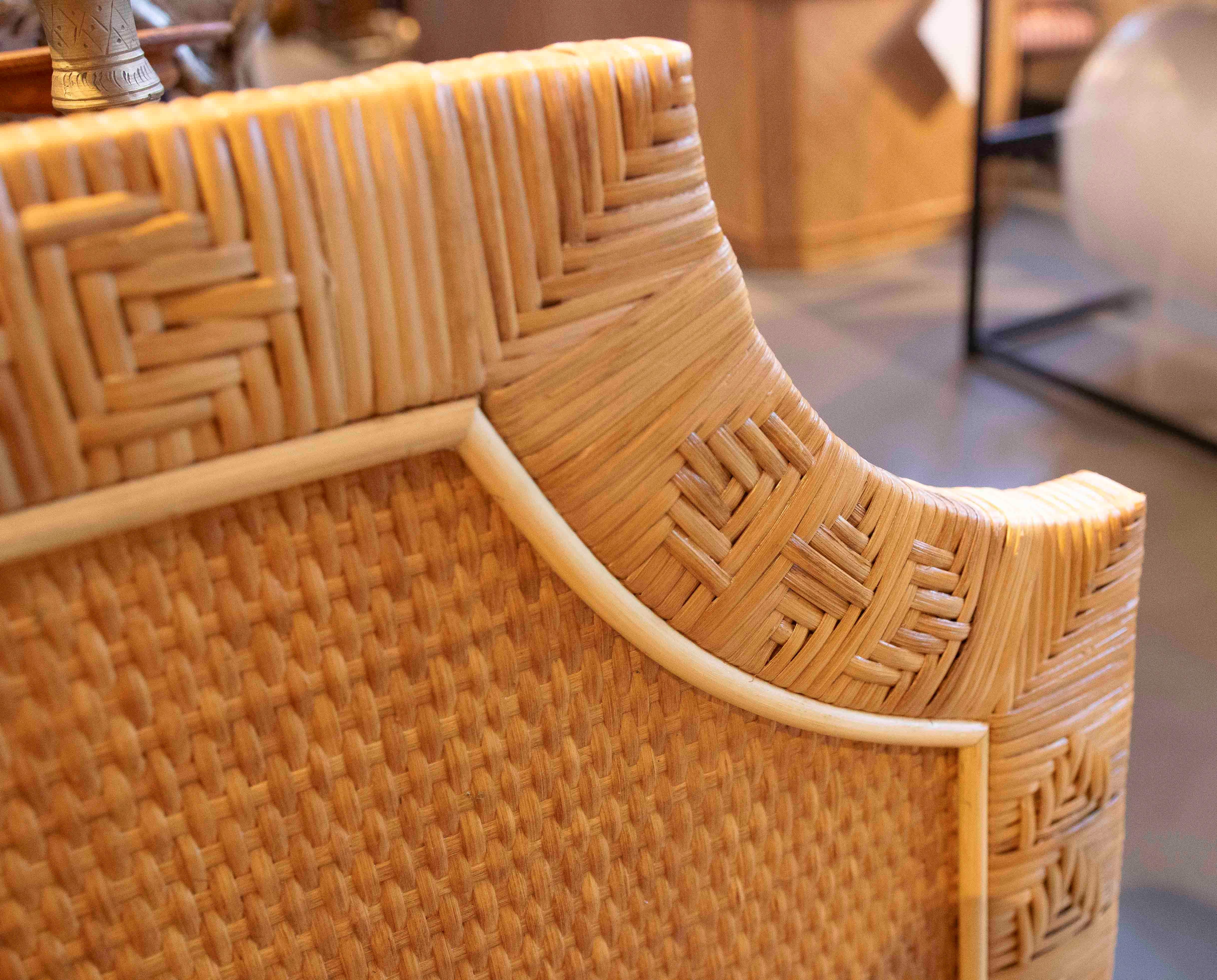 Vimini Testiera in rattan naturale intrecciato a mano degli anni '70 - stile tropicale vintage in vendita