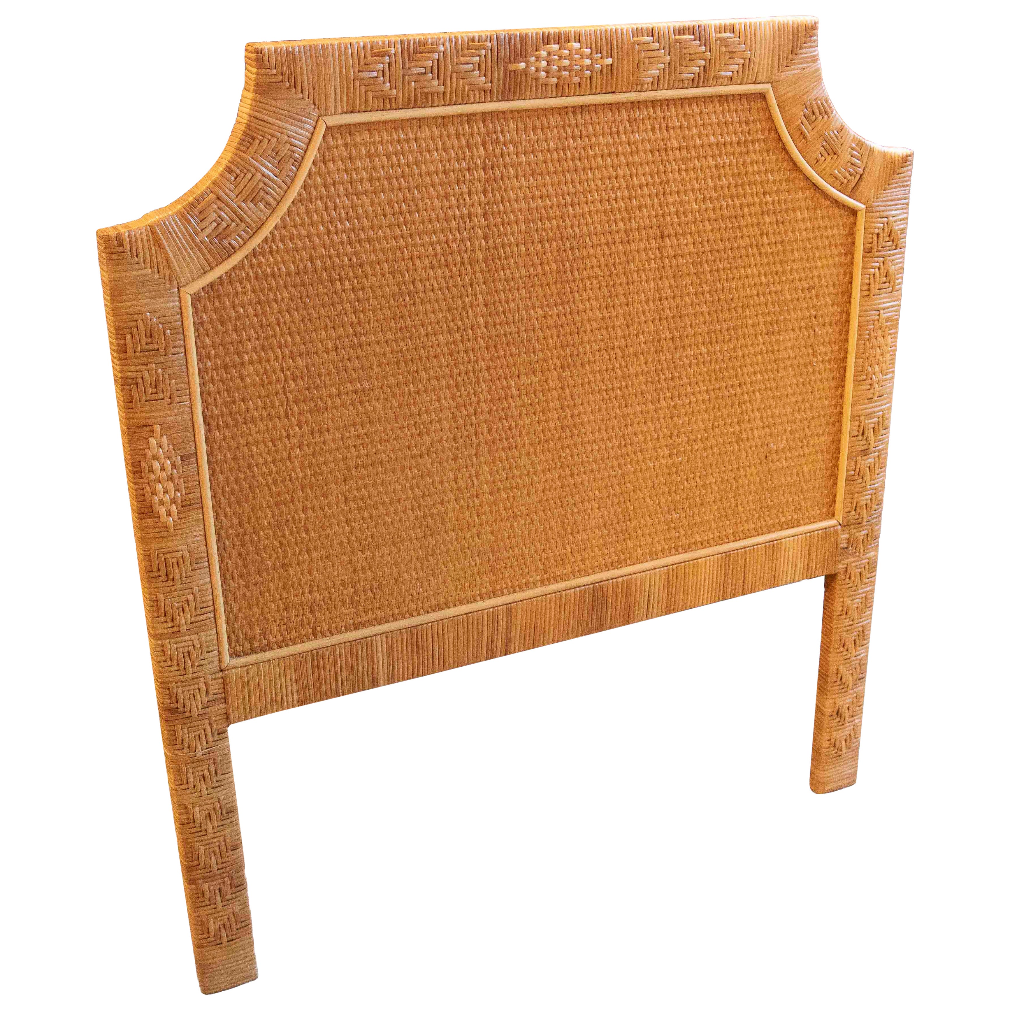 Testiera in rattan naturale intrecciato a mano degli anni '70 - stile tropicale vintage in vendita