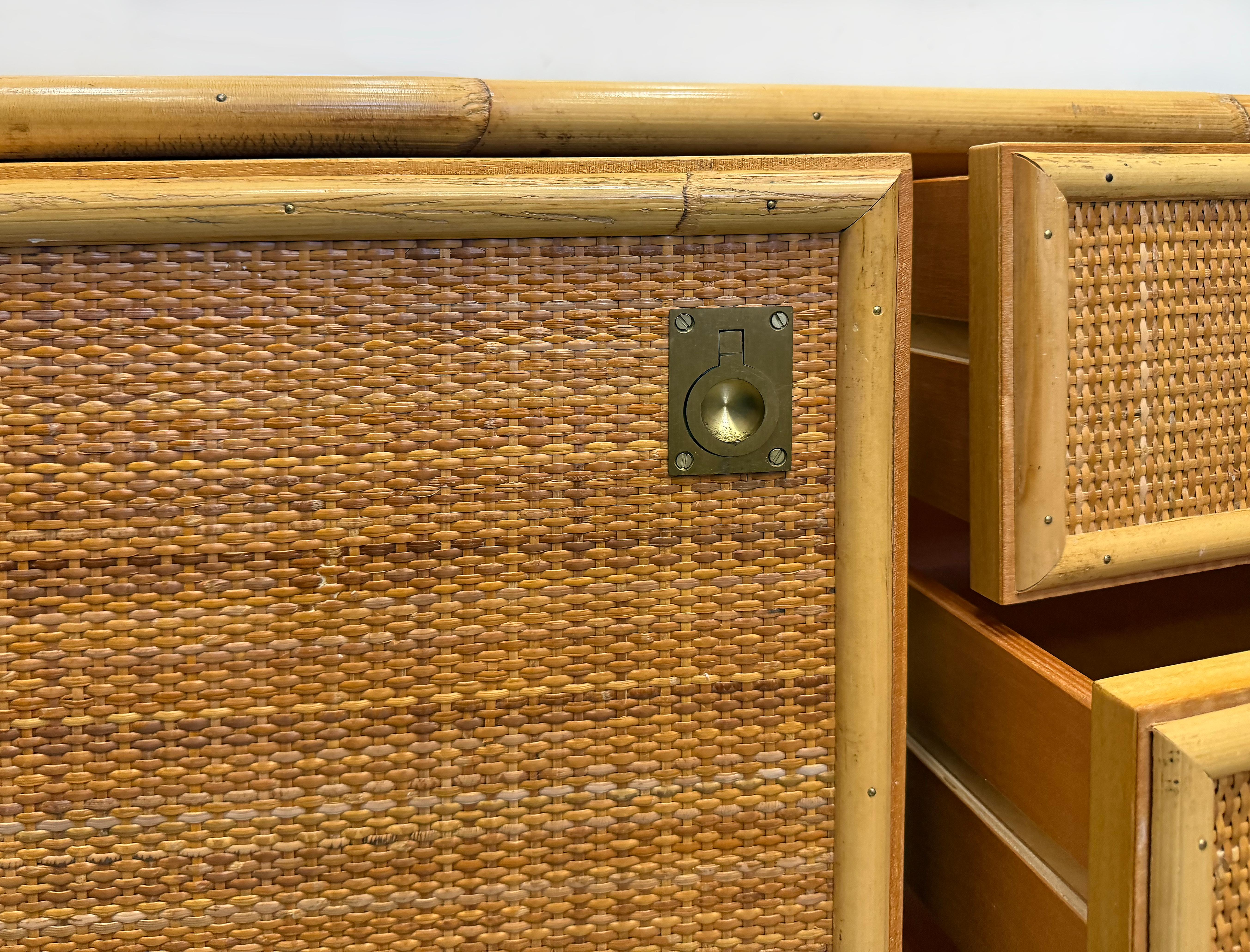 1970s Hand Woven Rattan Cabinet by Dal Vera, Made in Italy, Signed For Sale 1