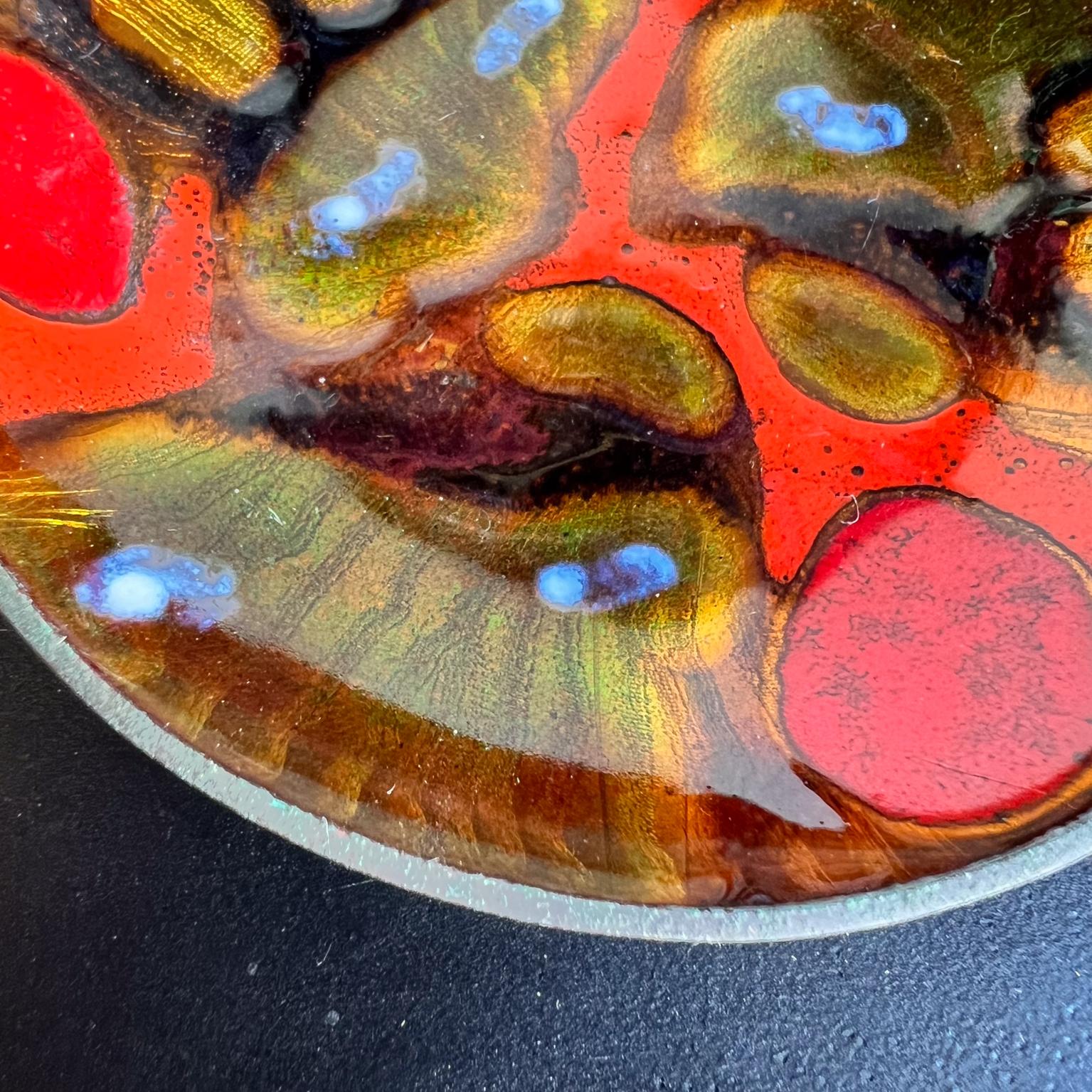 1970s Handarbeid Balestrand Norge Abstract Enamel Art Trinket Dish Norway In Good Condition In Chula Vista, CA