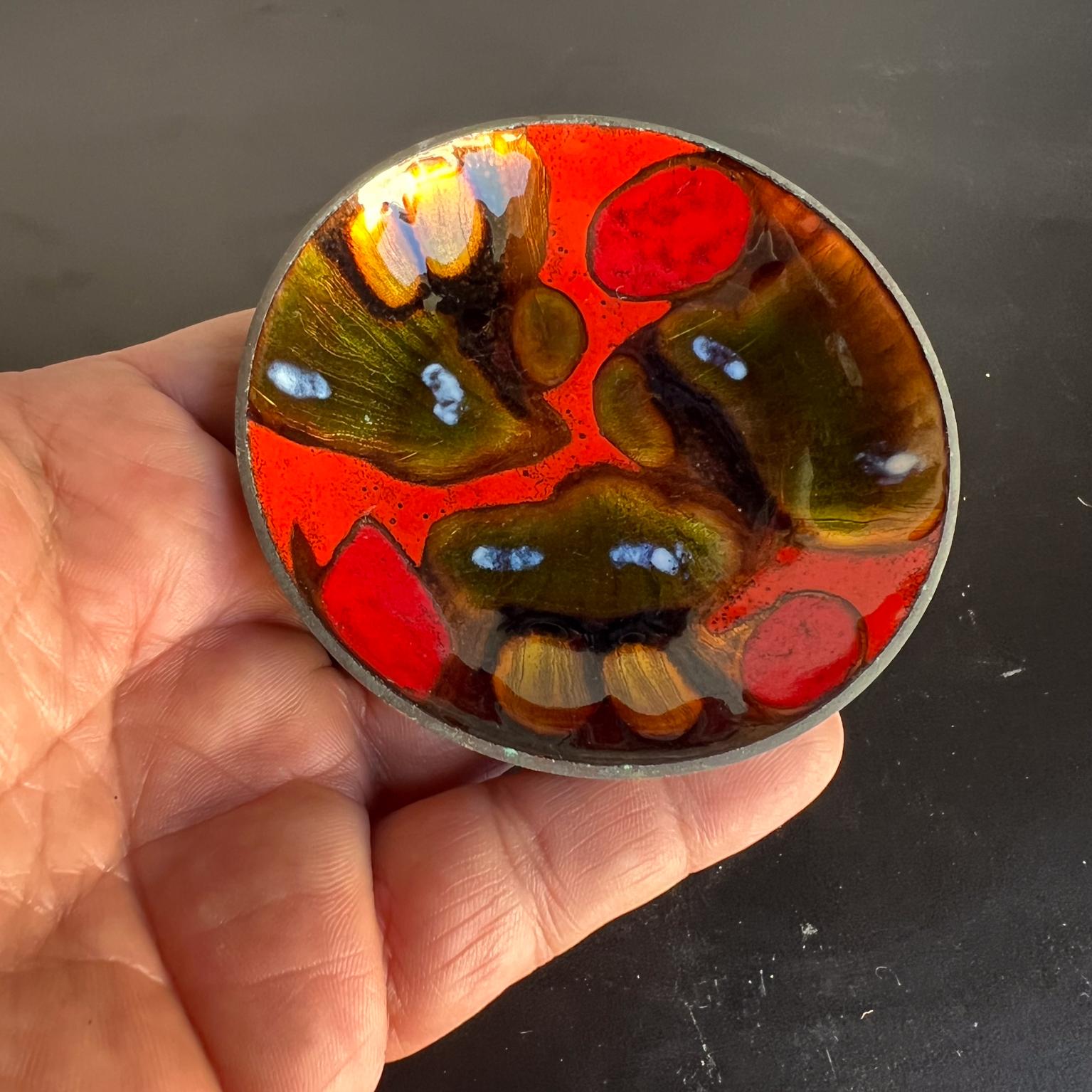 1970s Handarbeid Balestrand Norge Abstract Enamel Art Trinket Dish Norway 2