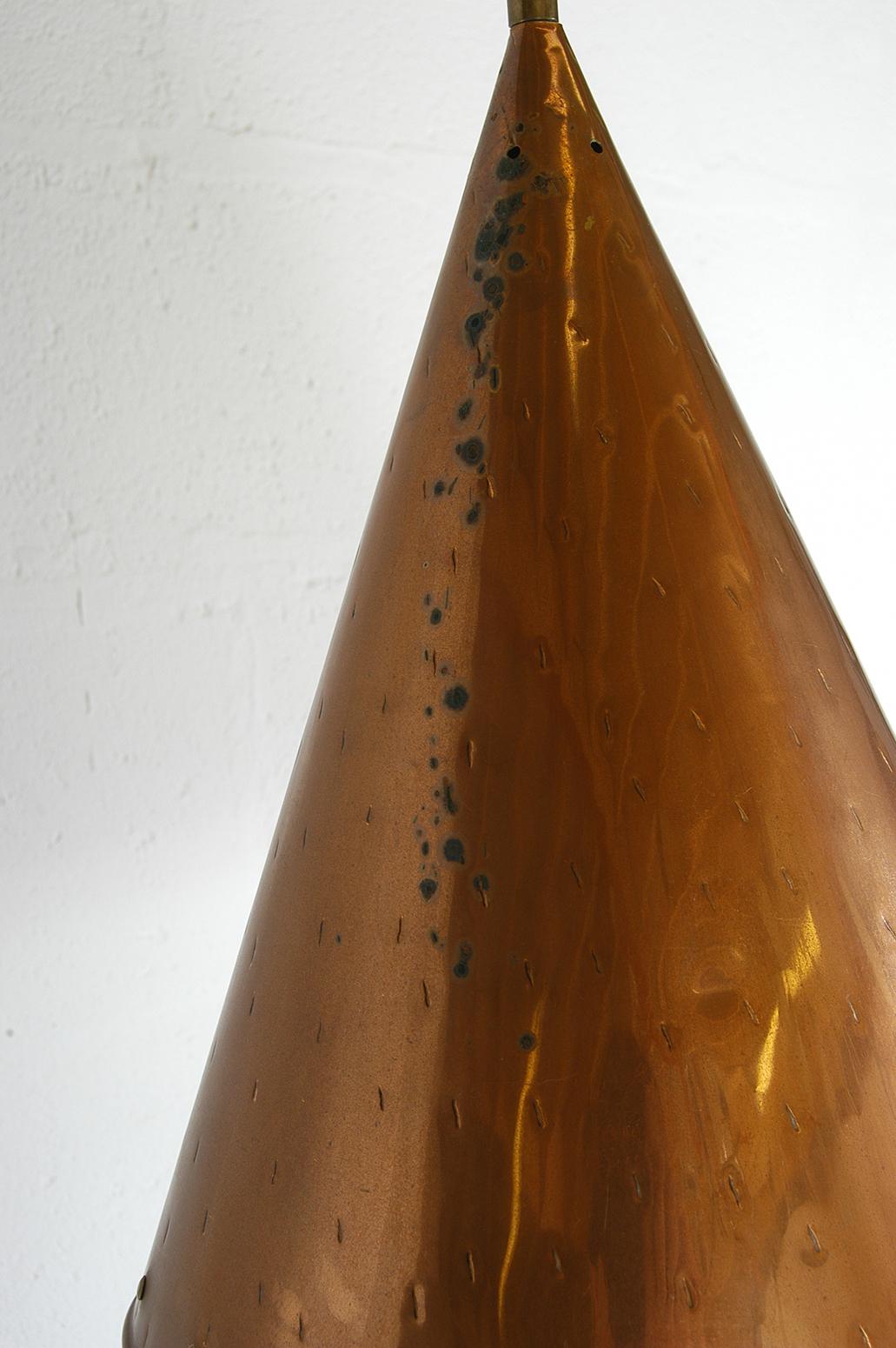 1970s Handcrafted Danish Copper Cone Ceiling Pendant Rustic by Th. Valentin 5