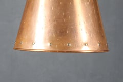 1970s Handcrafted Danish Copper Cone Ceiling Pendant Rustic by Th. Valentin