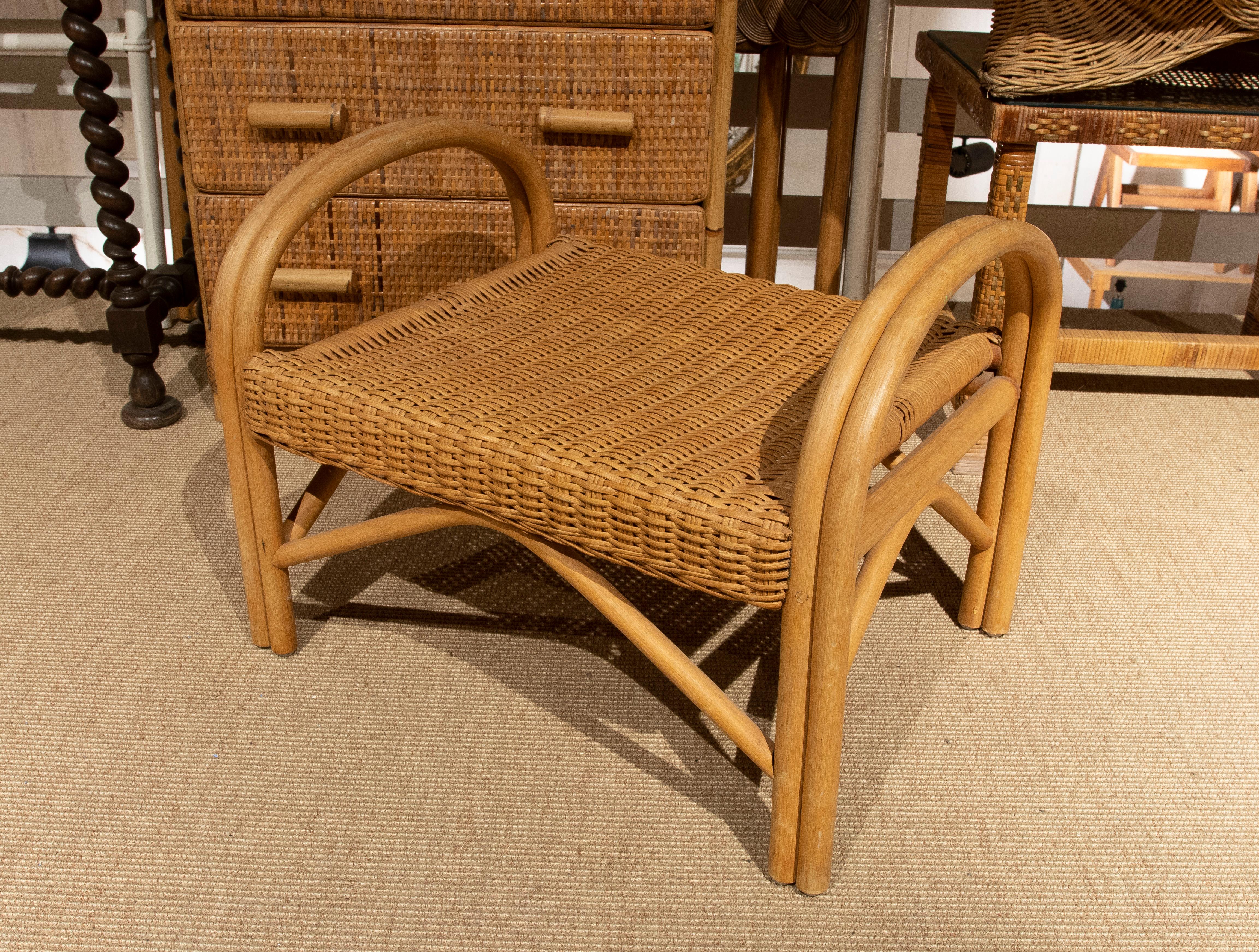 1970s Handmade Bamboo and Wicker Bench In Good Condition For Sale In Marbella, ES