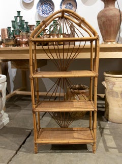 1970s Handmade Bamboo and Wicker Shelf