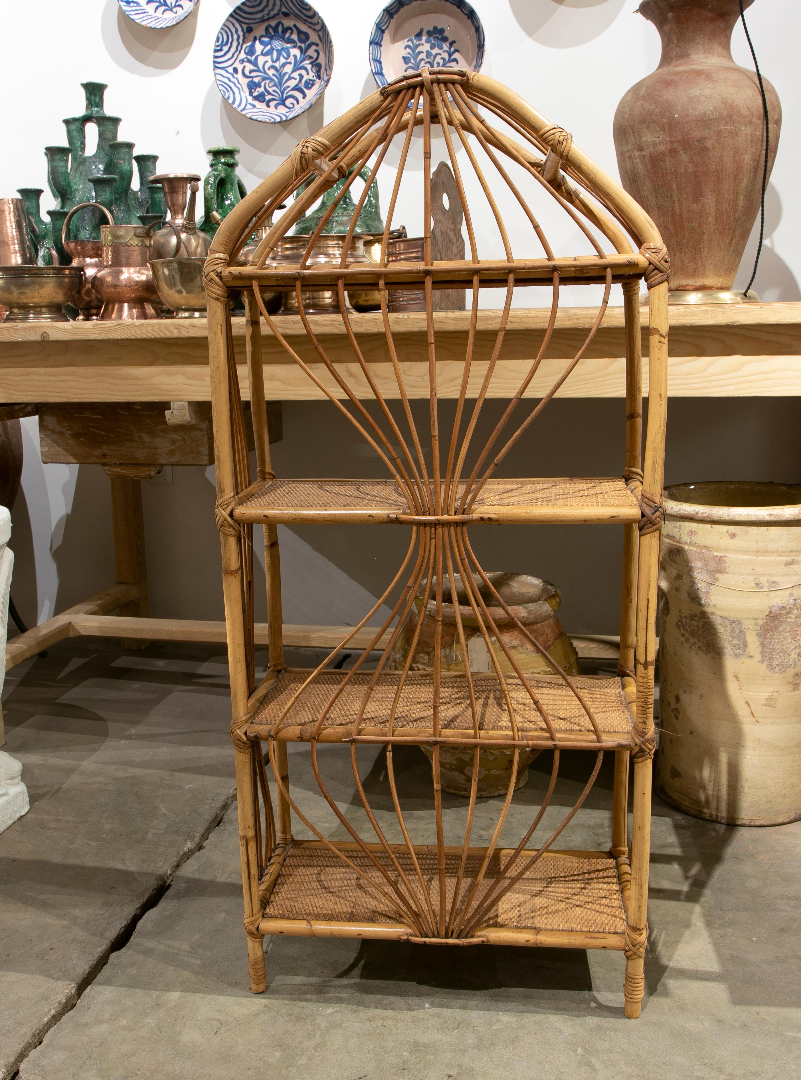 1970s Handmade Bamboo and Wicker Shelf  In Good Condition For Sale In Marbella, ES